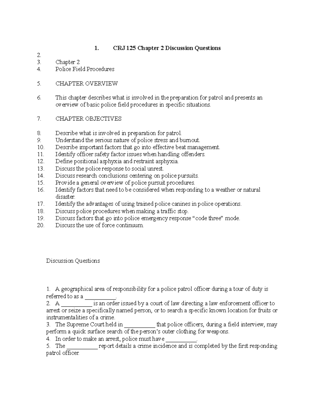 CRJ 125 Chapt 2 DQ - Questions for any case study - CRJ 125 Chapter 2 ...