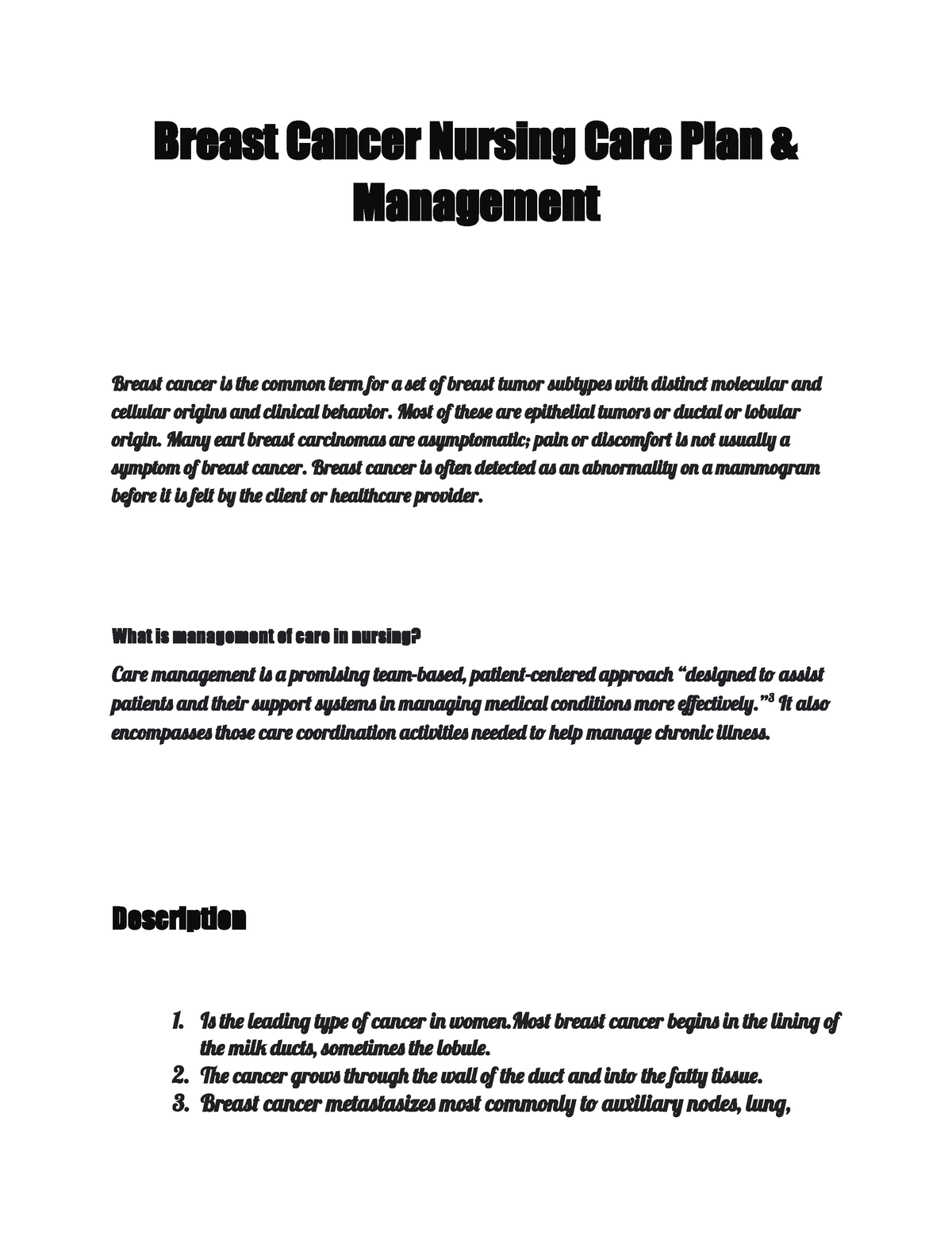 Breast Cancer - Nursing Student Review It Now - Breast Cancer Nursing ...