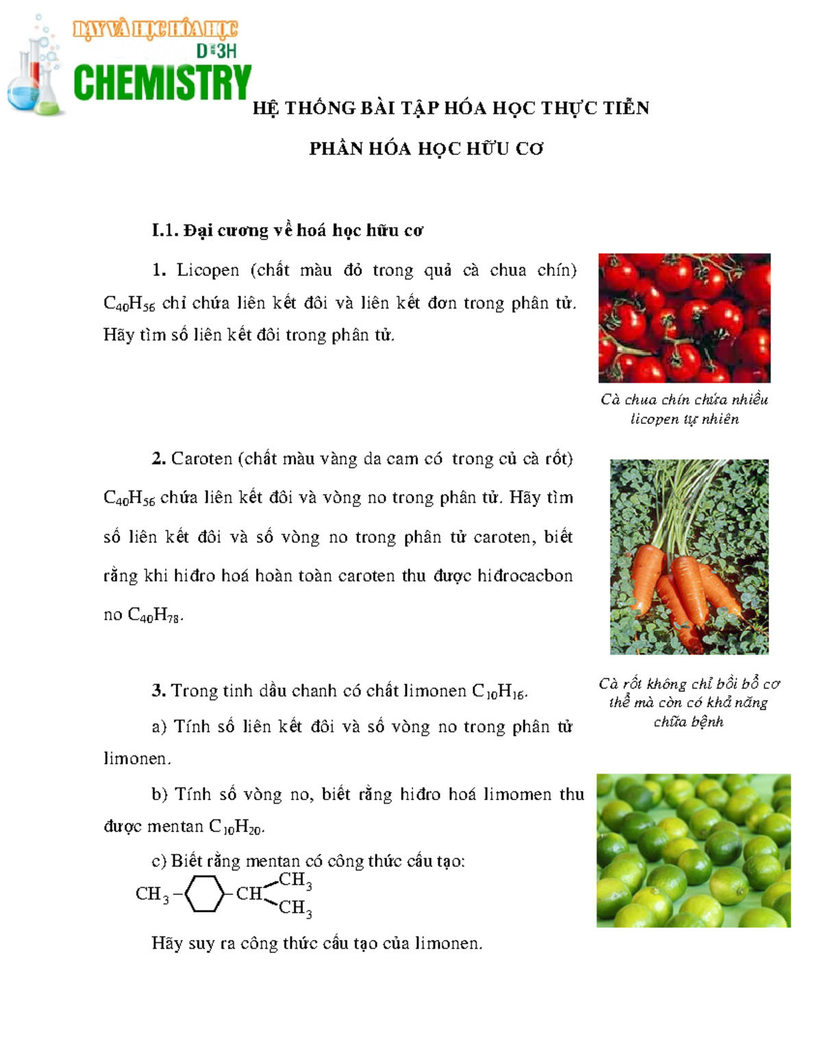 BAI TAP THUC Nghiem HOA HUU CO THPT - H TH NG BÀI T P HÓA H C TH C TI N ...