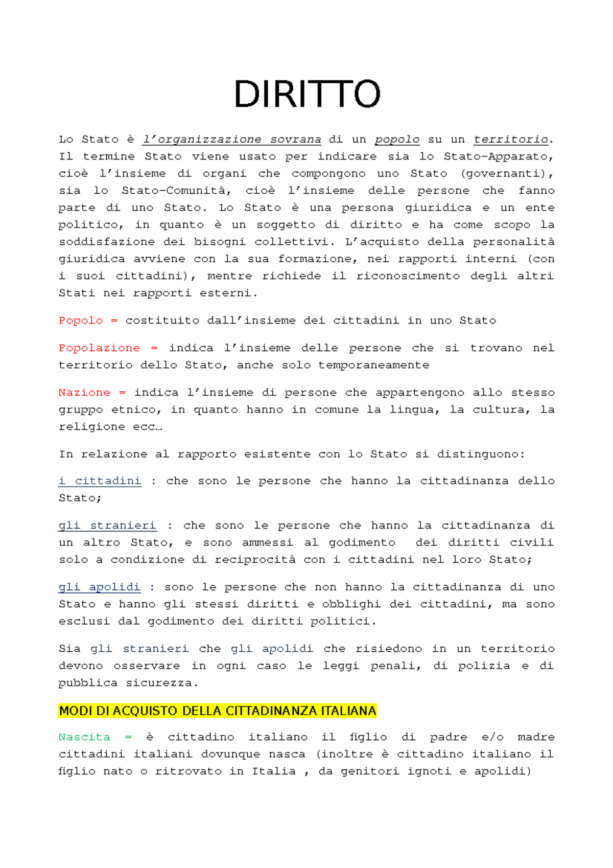 Riassunto Organi Costituzionali Diritto Lo Stato è Lorganizzazione