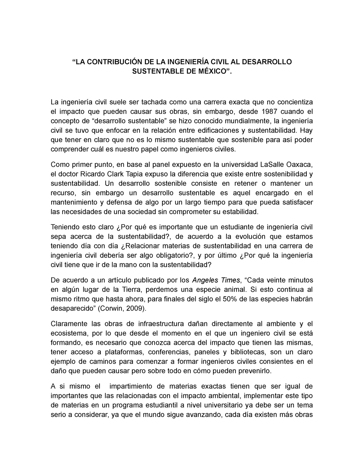 La Contribucion De La Ing Civil Al Des Sust De Mexico Studocu