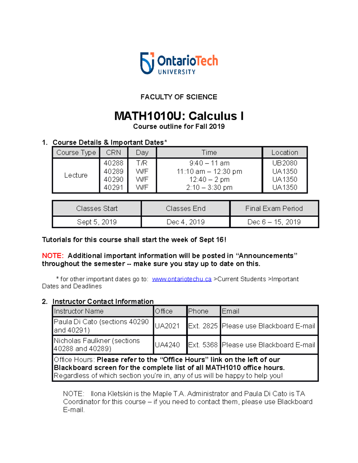 syllabus-1010-f19-2-faculty-of-science-math1010u-calculus-i-course