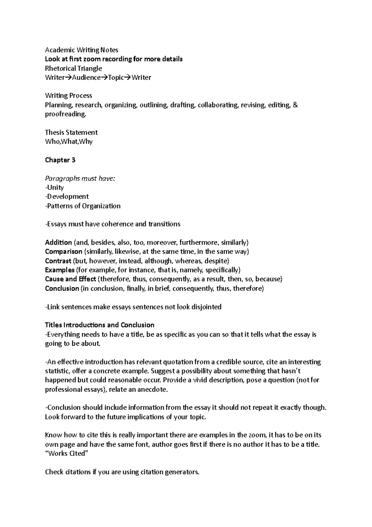 Academic Writing Notes - Academic Writing Notes Look at first zoom ...