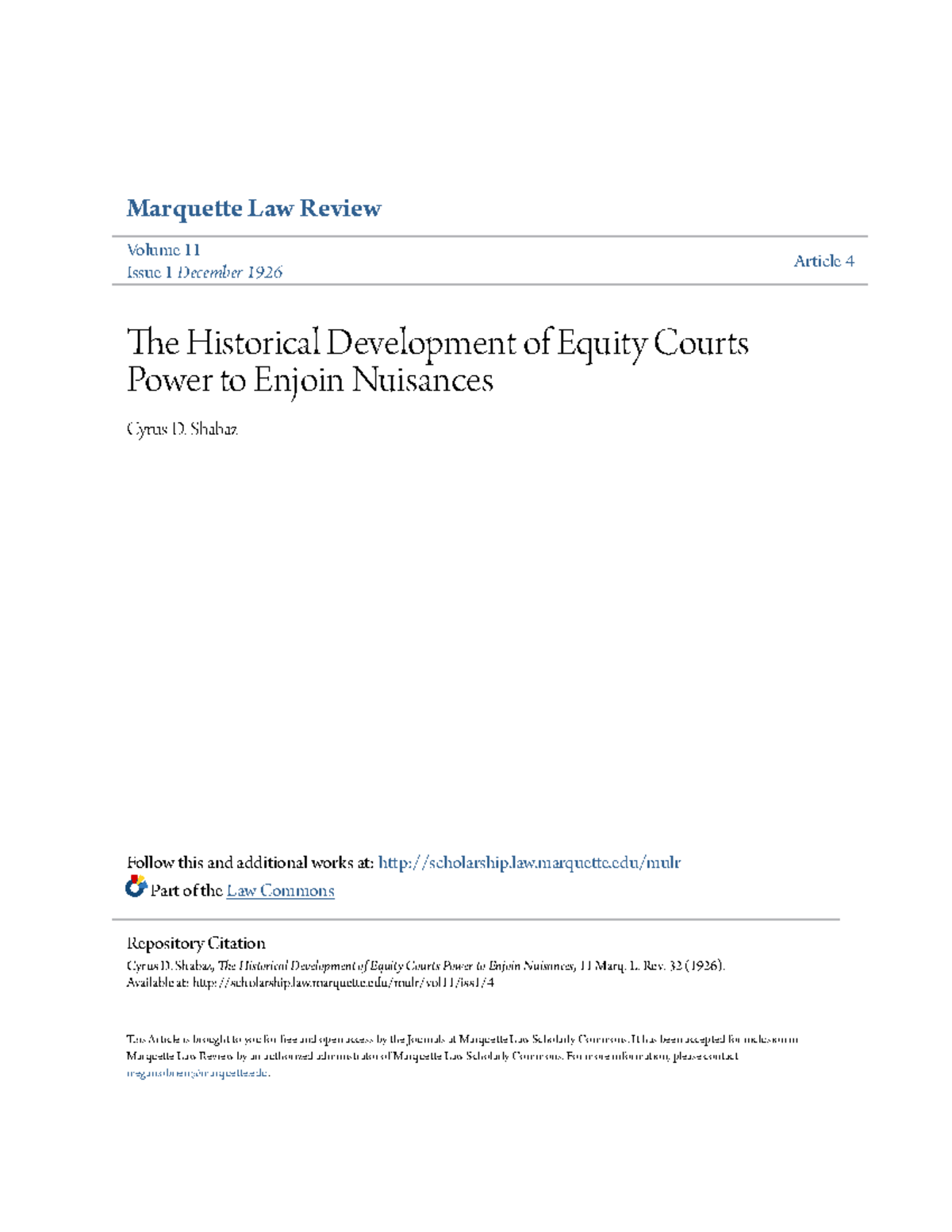 The Historical Development of Equity Courts Power to Enjoin Nuisa.pdf