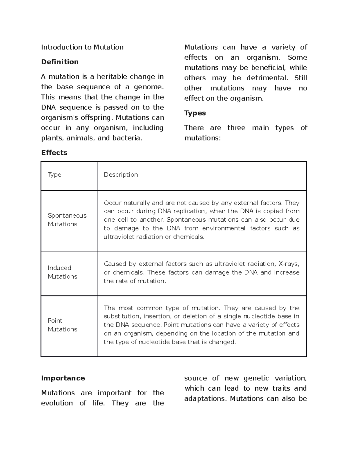 Introduction to Mutation - Introduction to Mutation Definition A ...