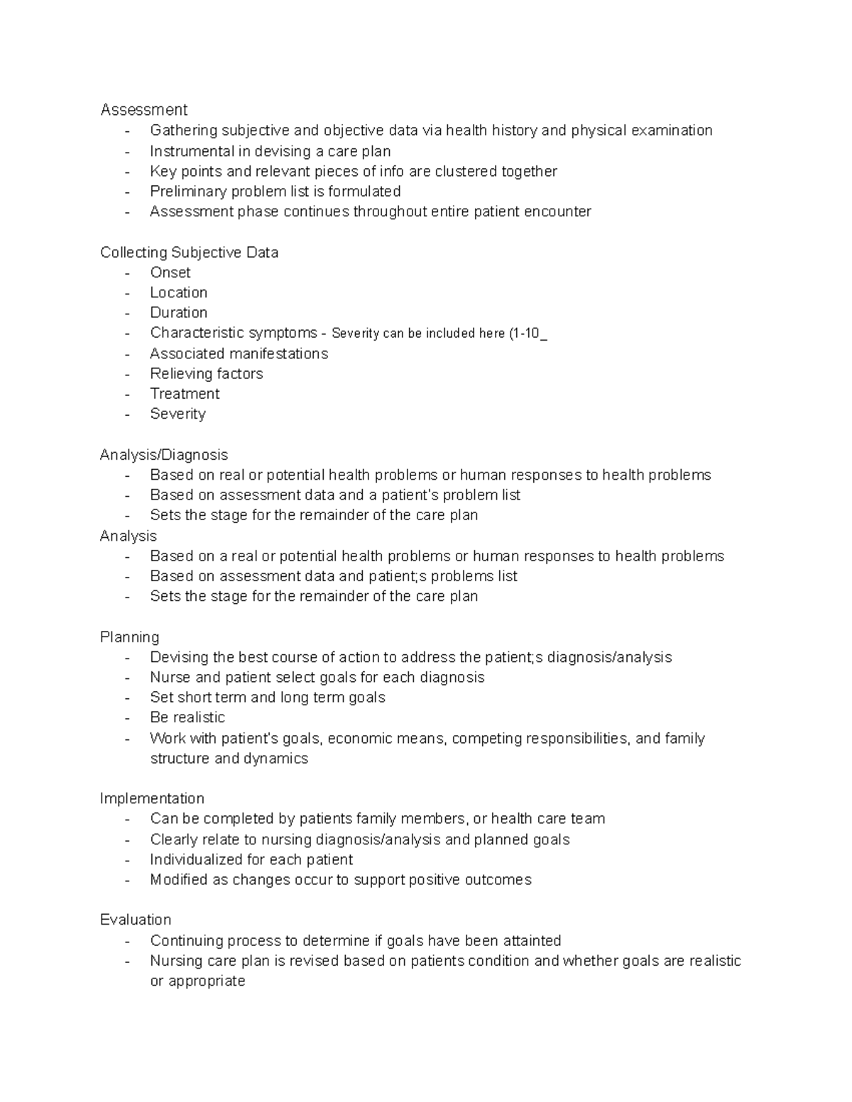 Chapter One Health Assesment - Assessment Gathering subjective and ...