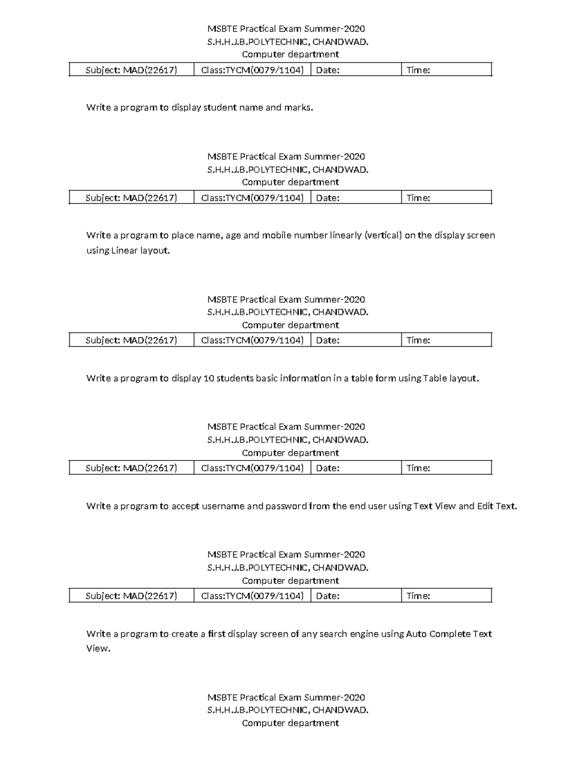 Chits-of-mad - MSBTE Practical Exam Summer- S.H.H.J.B, CHANDWAD ...