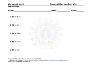 WS5 (Adding Numbers with Regrouping).docx - NaT abcde answer sheet ...