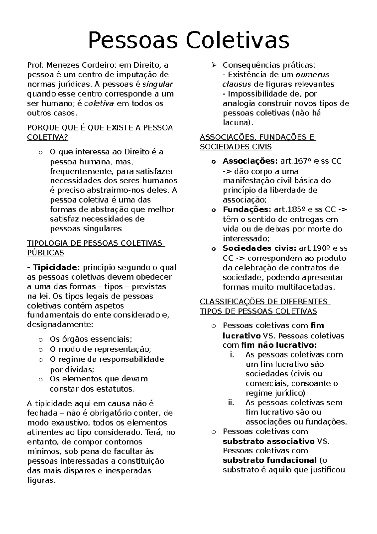 Pessoas Coletivas - Apontamentos aulas Maria Raquel Rei - Pessoas ...