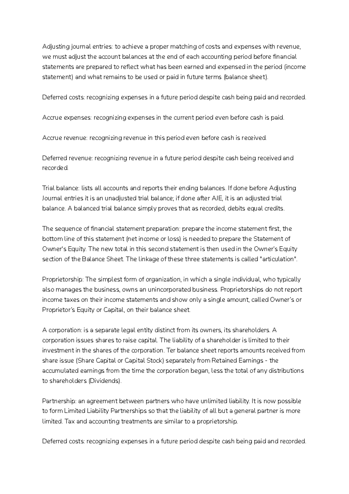 Lecture 2 - notes - Adjusting journal entries: to achieve a proper ...