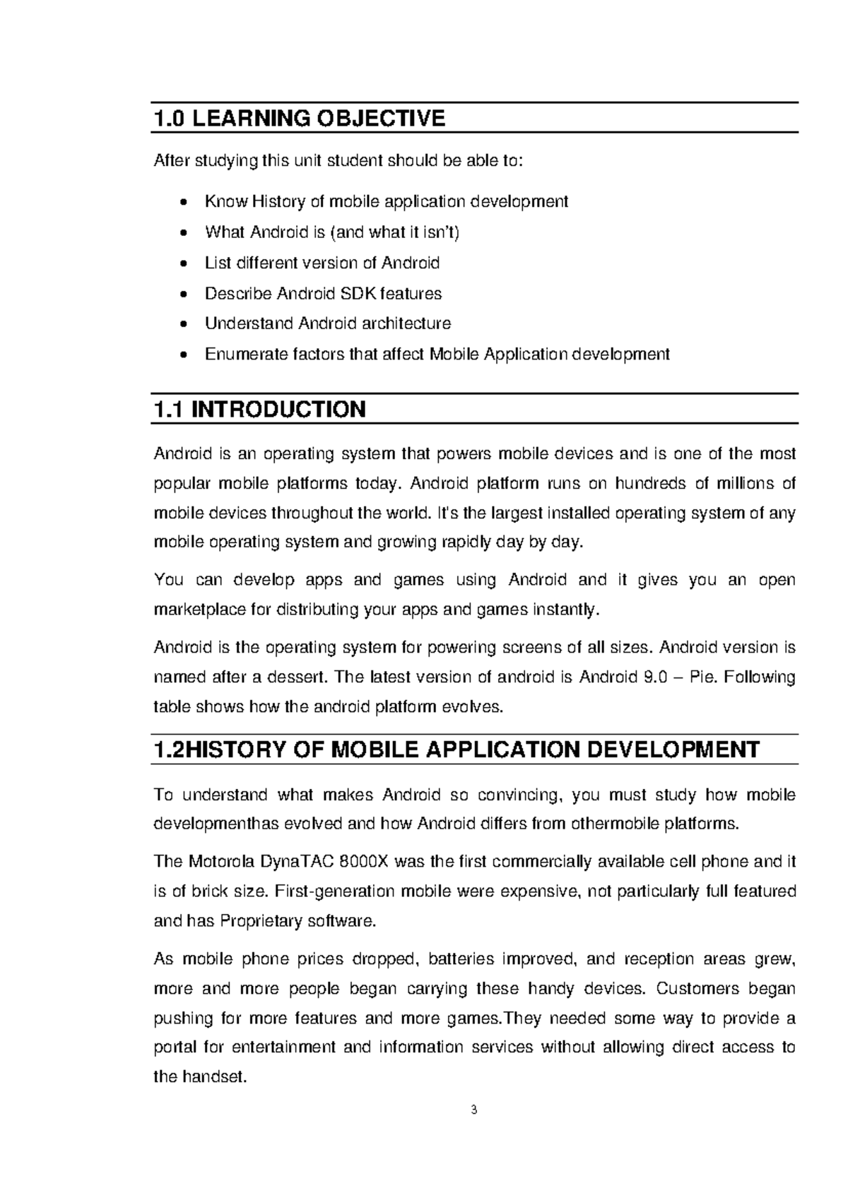 Mobile App - 1 LEARNING OBJECTIVE After studying this unit student ...
