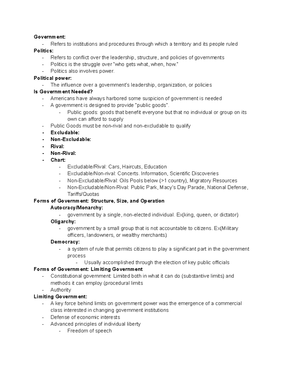Chapter 1 Notes American Political Culture - Government: - Refers to ...