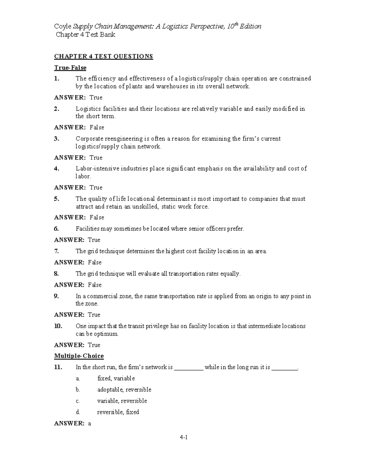 assignment chapter 4 true false quiz (practice)