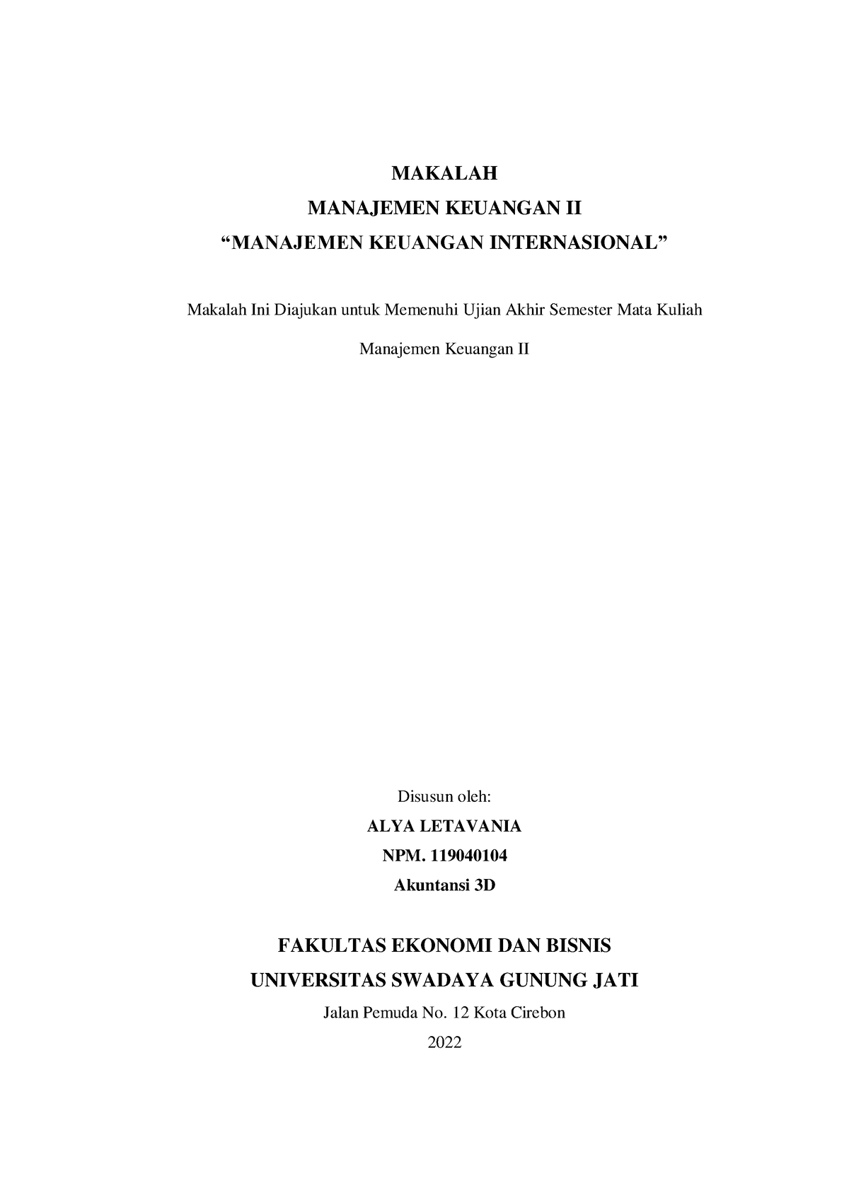 MAKALAH MANAJEMEN KEUANGAN II “MANAJEMEN KEUANGAN INTERNASIONAL ...