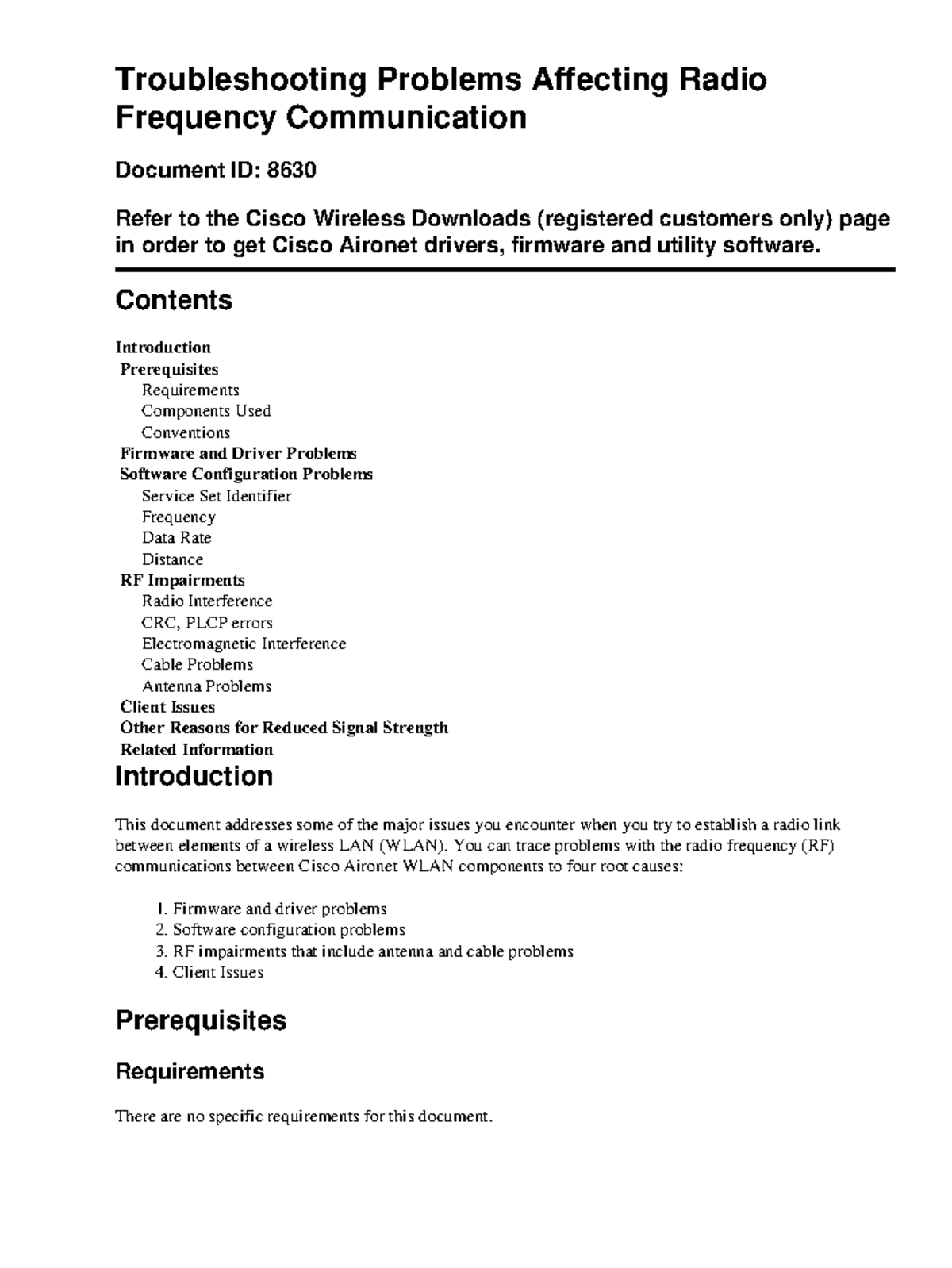 Troubleshooting Problems Affecting Radio - Troubleshooting Problems ...