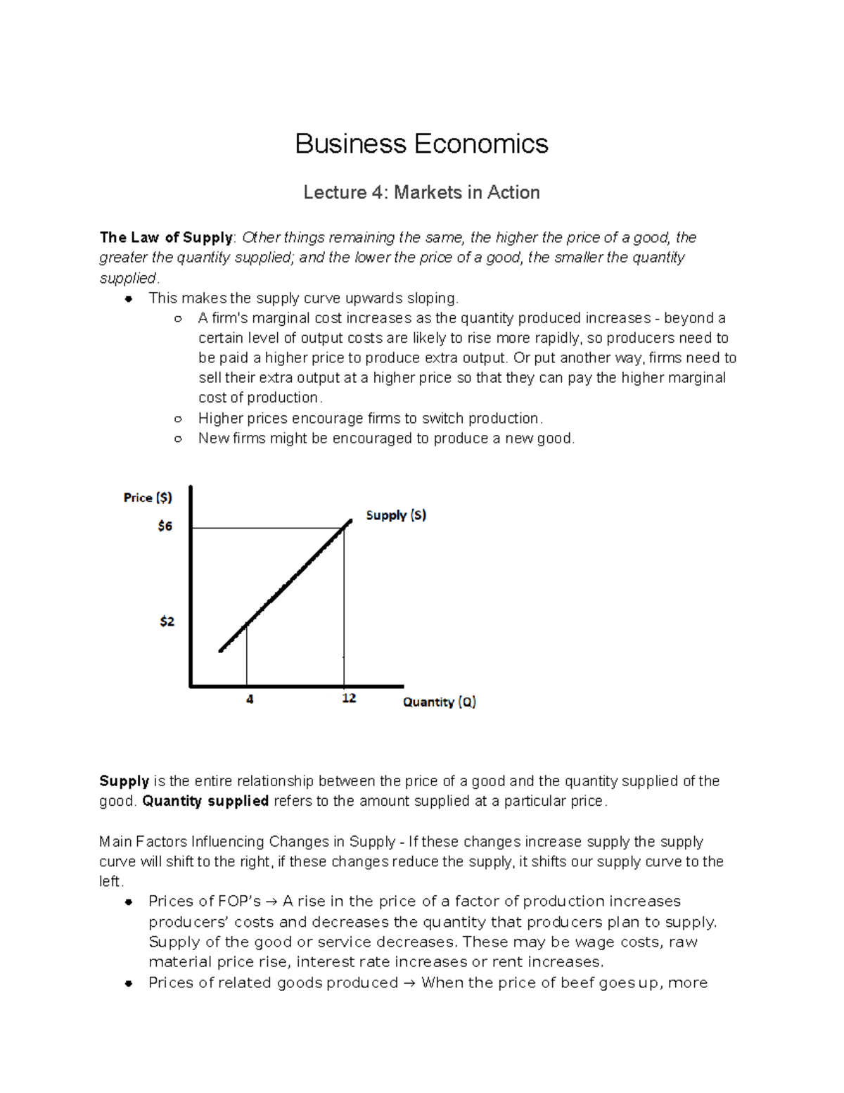 Lecture 4 Markets In Action - Business Economics Lecture 4: Markets In ...