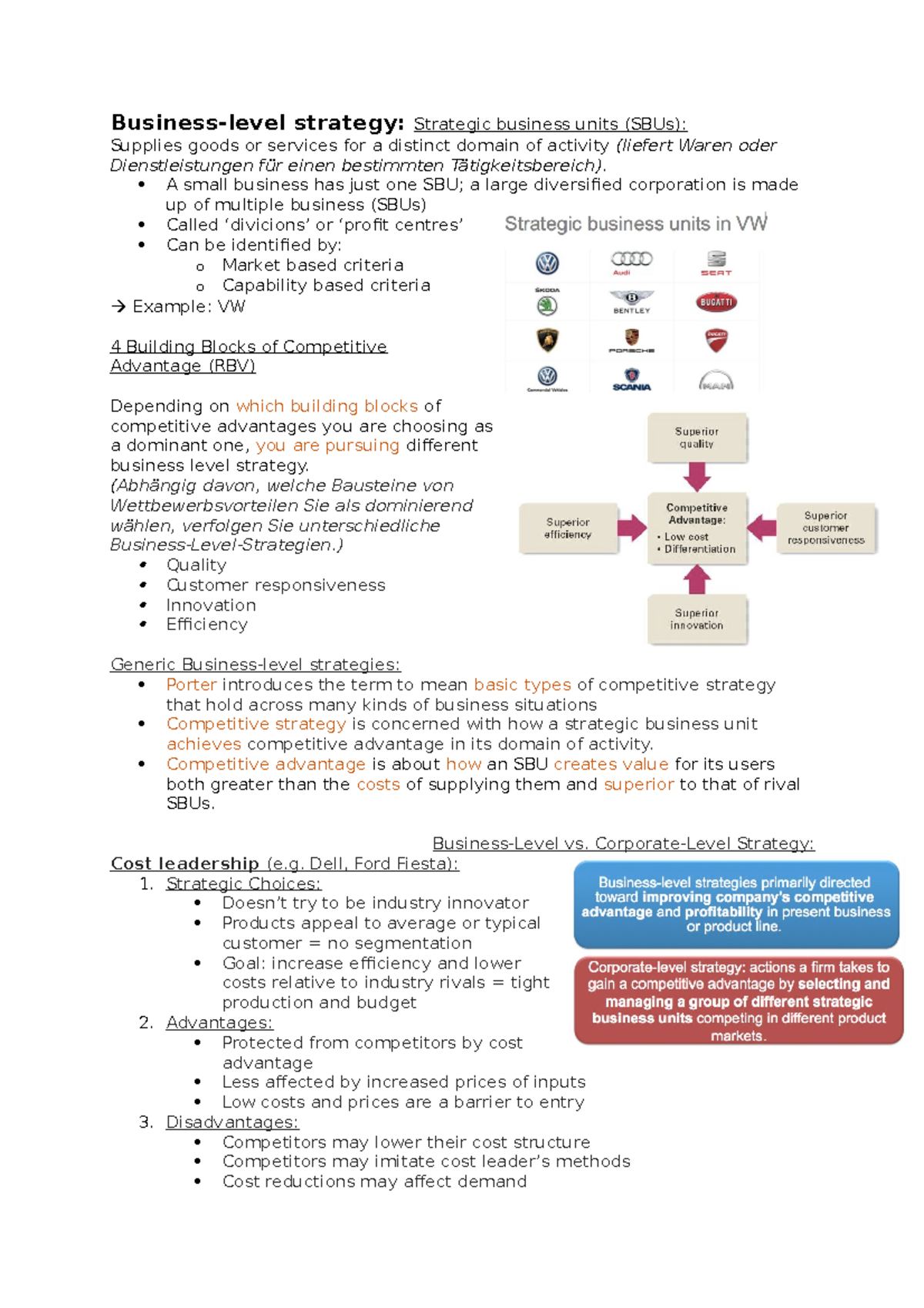 Business-level strategy - A small business has just one SBU; a large ...