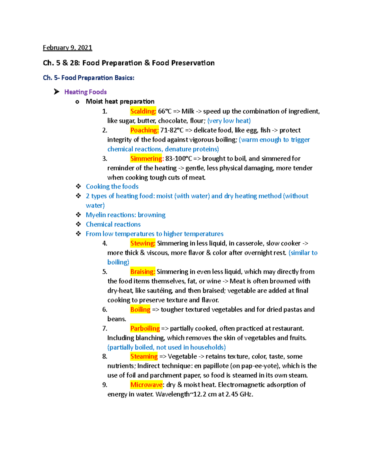 Ch. 5 & 28- Food Preparation & Food Preservation - February 9, 2021 Ch ...