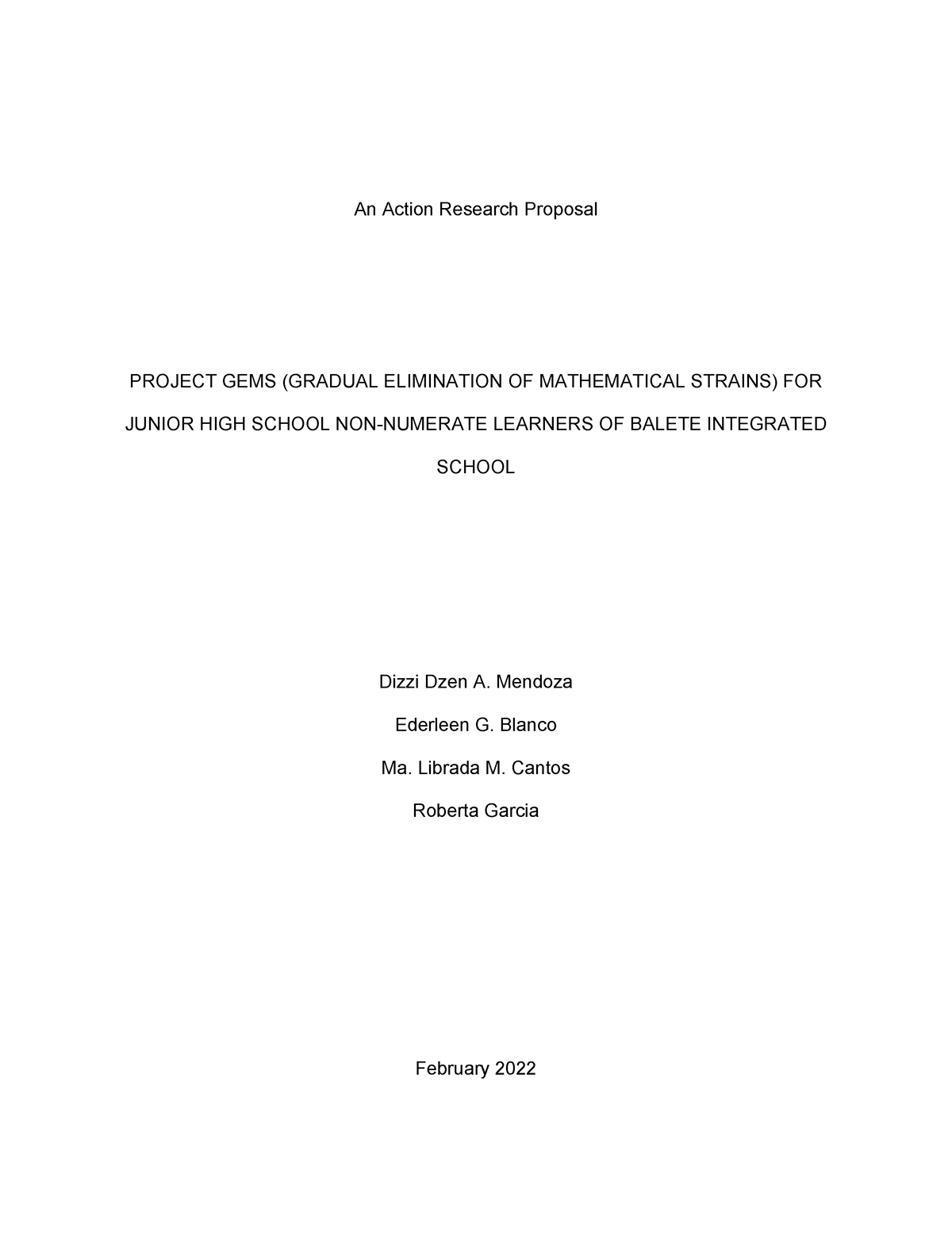 Action Research Proposal - An Action Research Proposal PROJECT GEMS ...