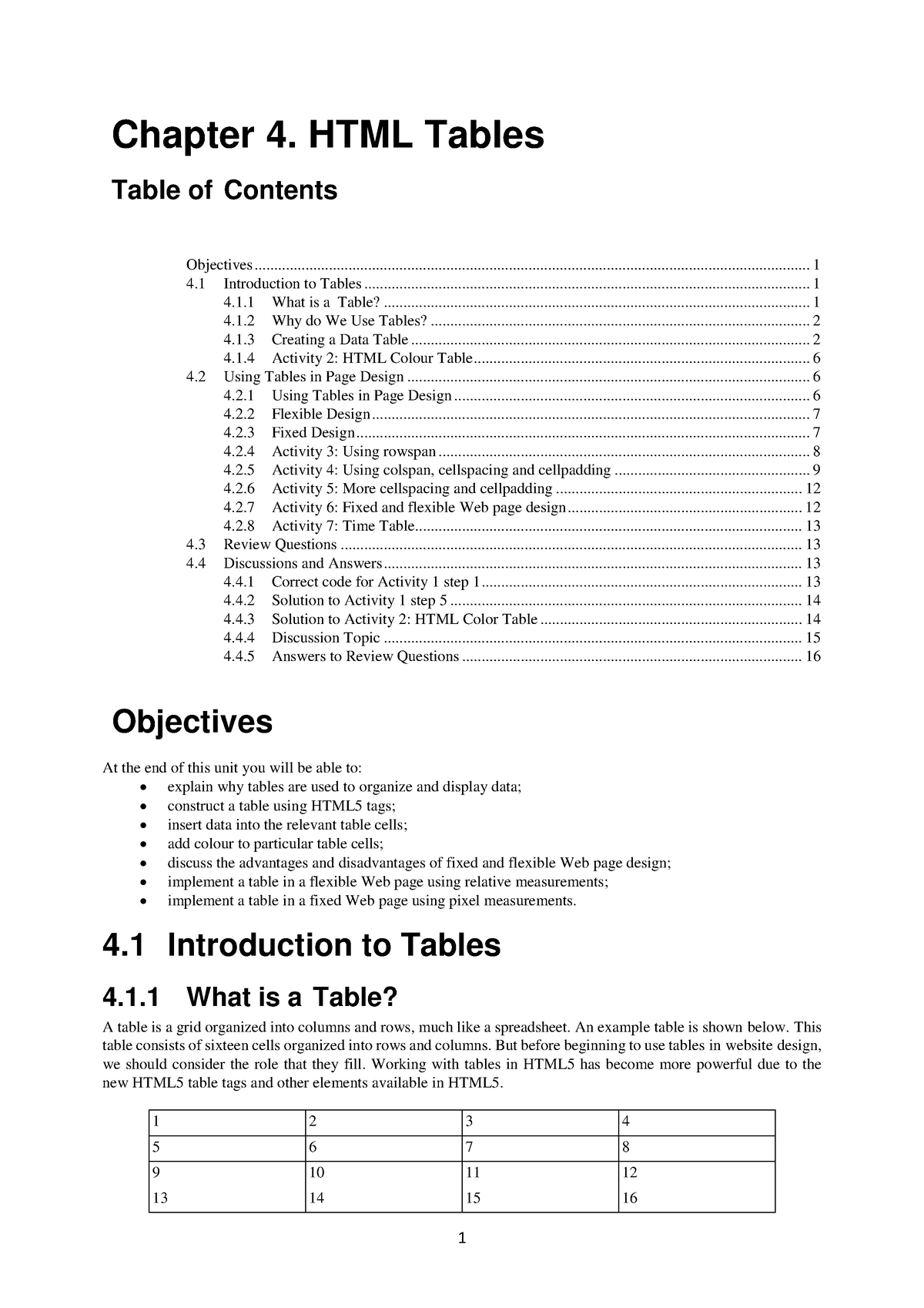 html-tables-class-activities-chapter-4-html-tables-table-of-contents