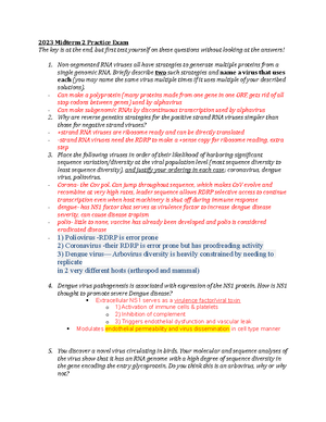 2023 midterm 1 practice questions - Although viruses possess a number ...