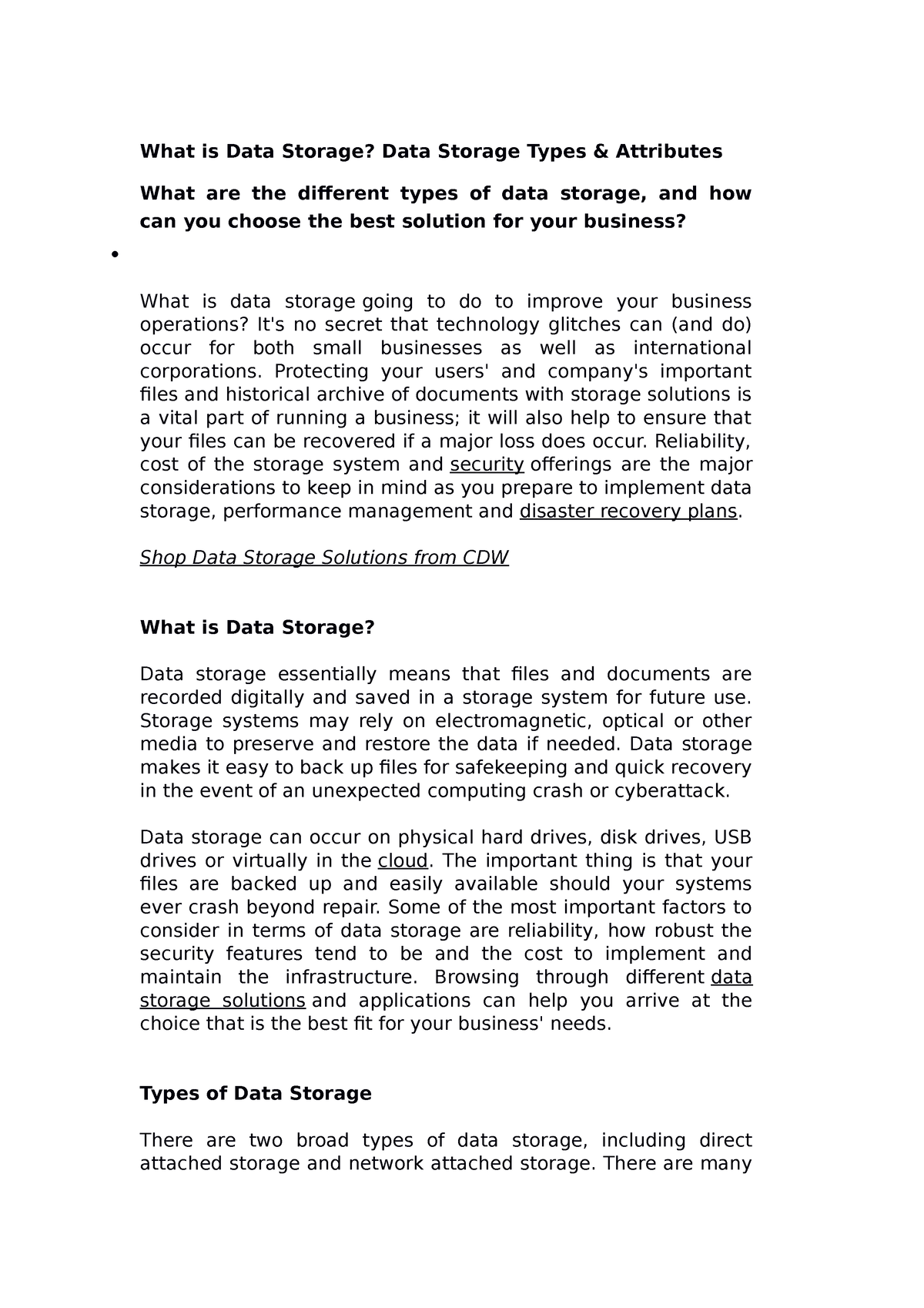 data storage essay