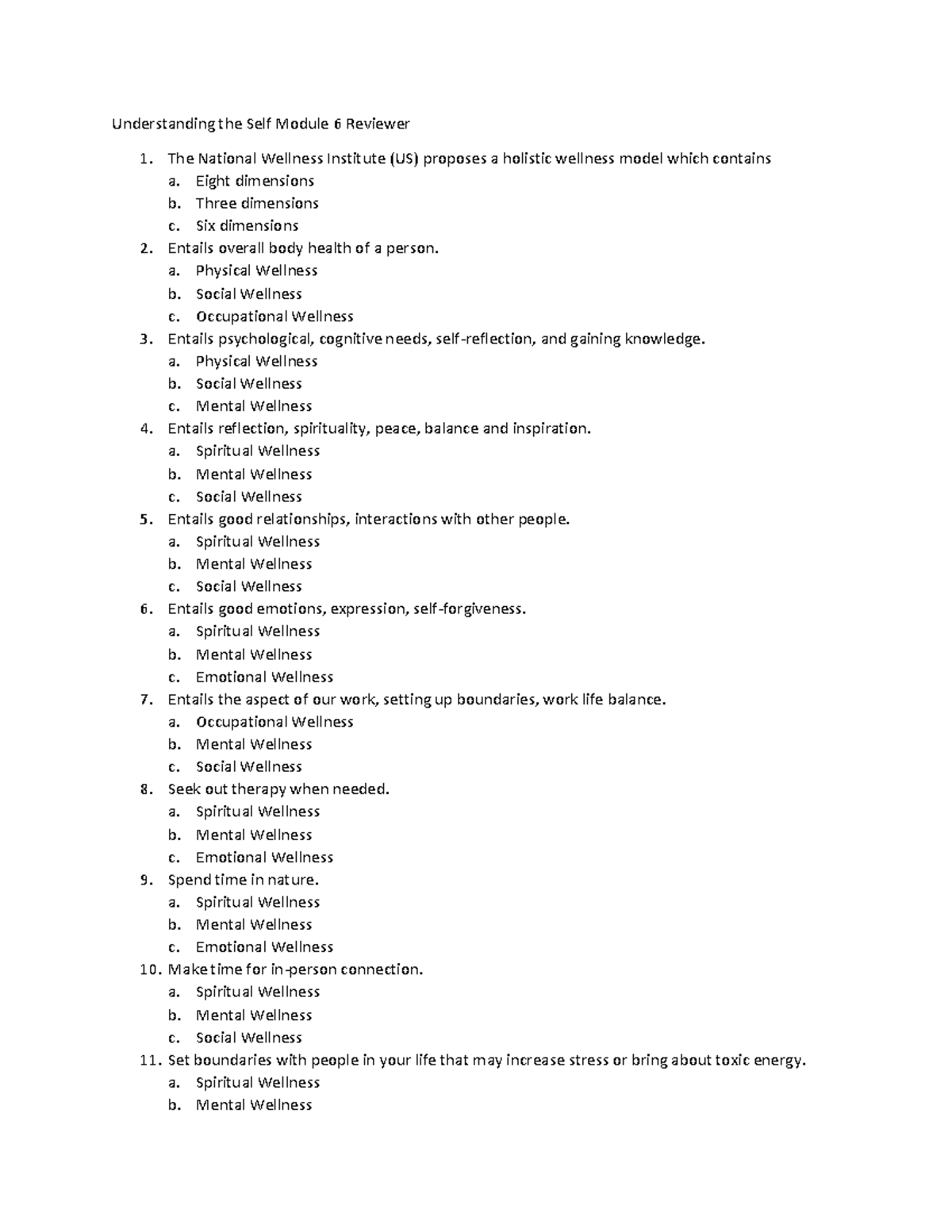 Understanding The Self Module 6 Reviewer Understanding The Self Understanding The Self Module 6 Reviewer Understanding The Self