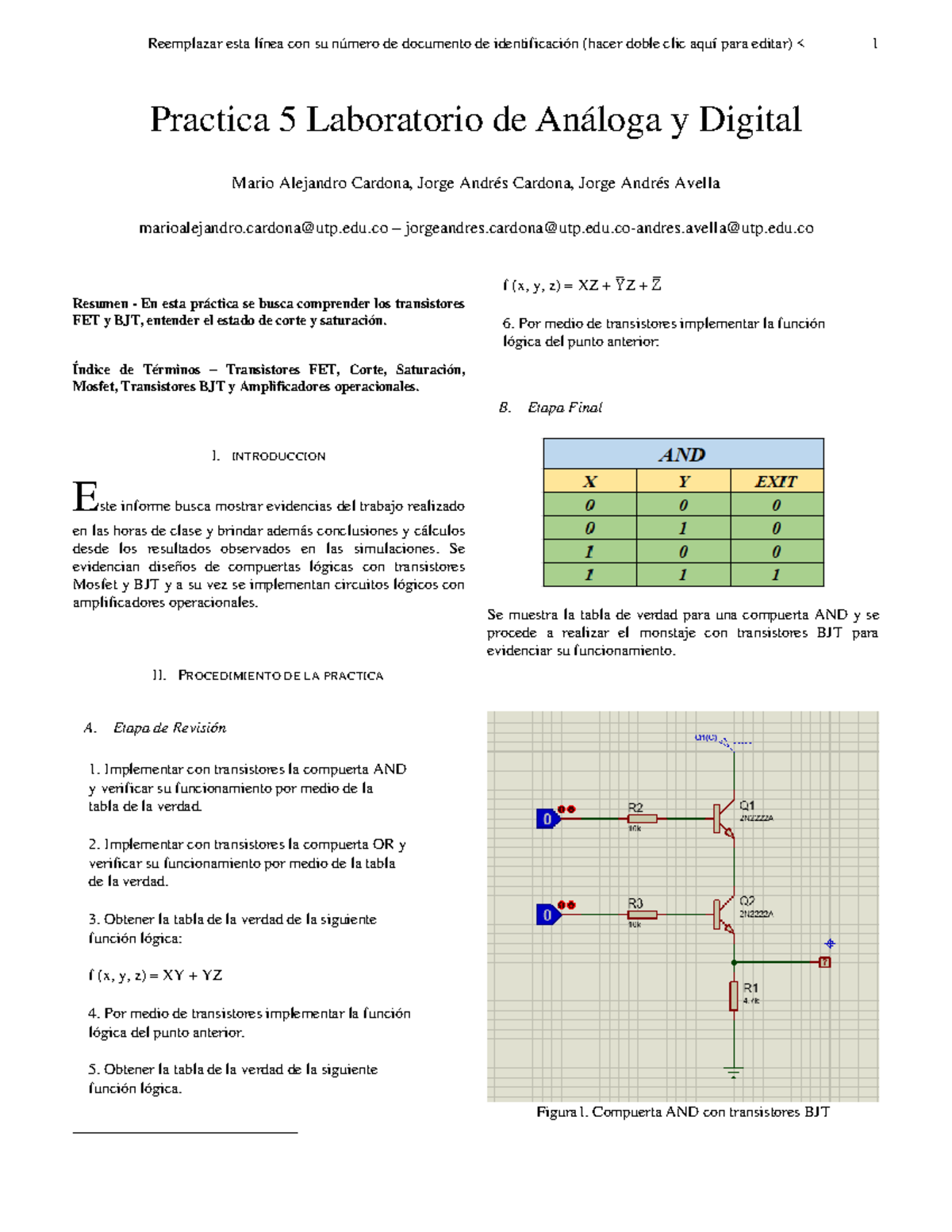 Informe 5 analoga Resumen En esta práctica se busca comprender los