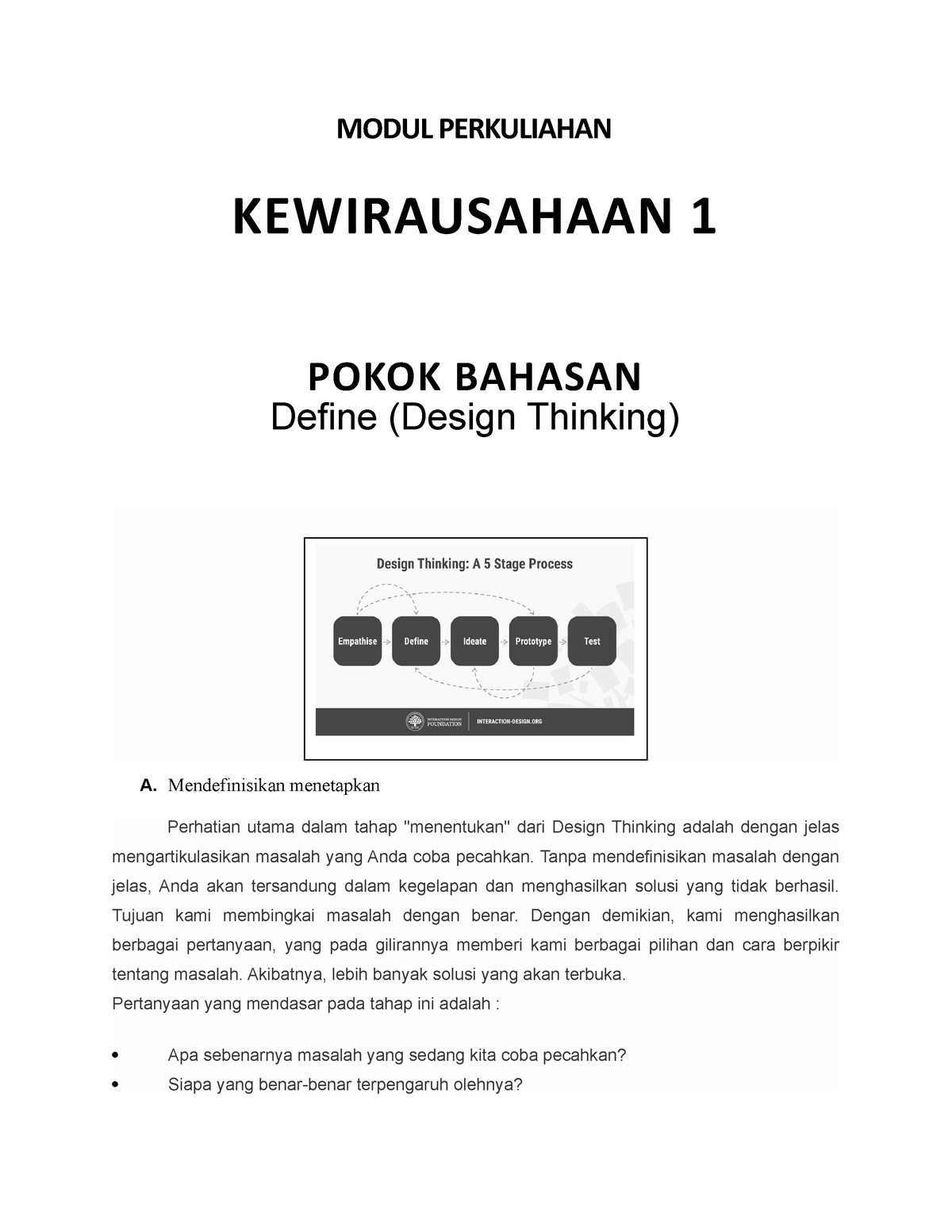 Catatan Pt 5 - MODUL PERKULIAHAN KEWIRAUSAHAAN 1 POKOK BAHASAN Define ...