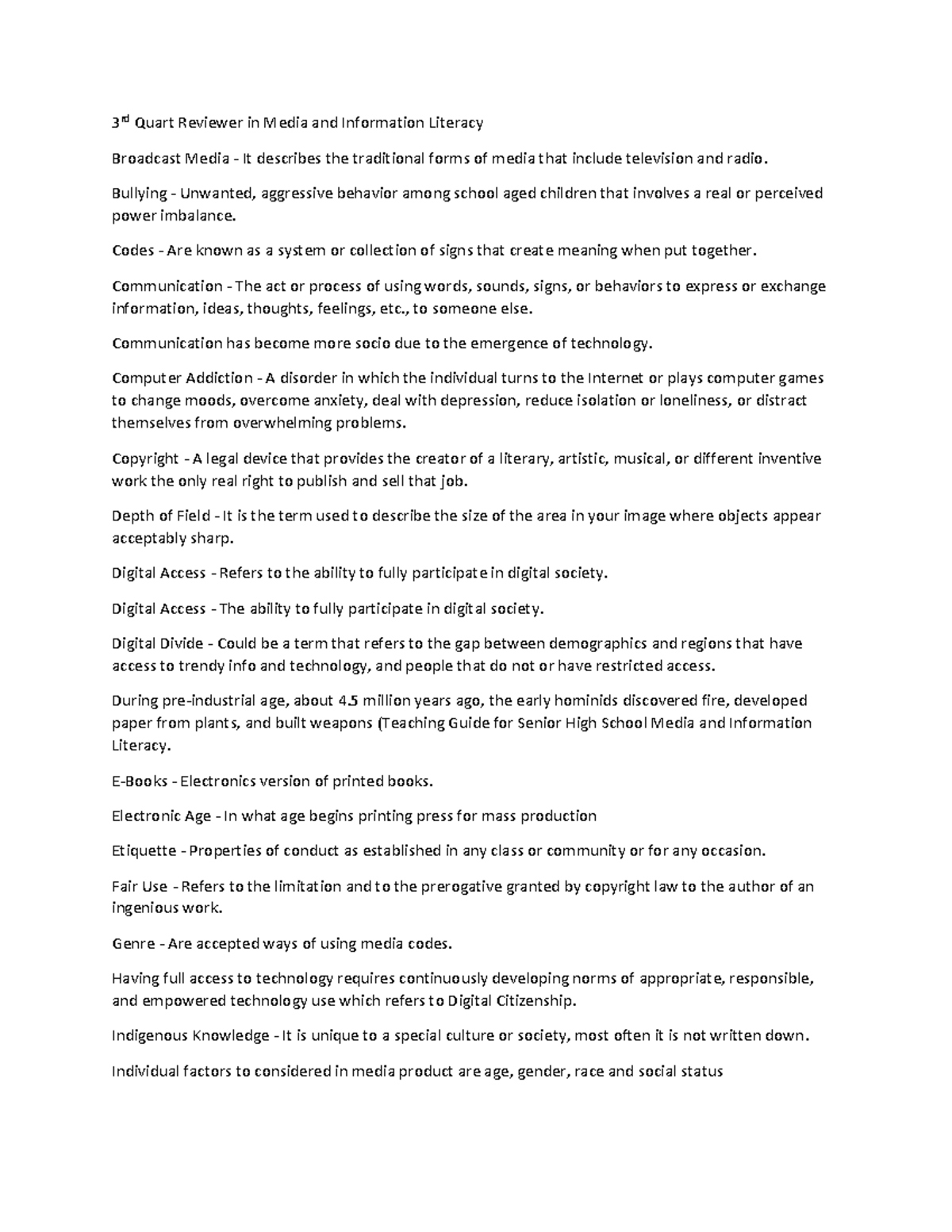 3rd Quarter Reviewer in Media and Information Literacy - 3 rd Quart ...