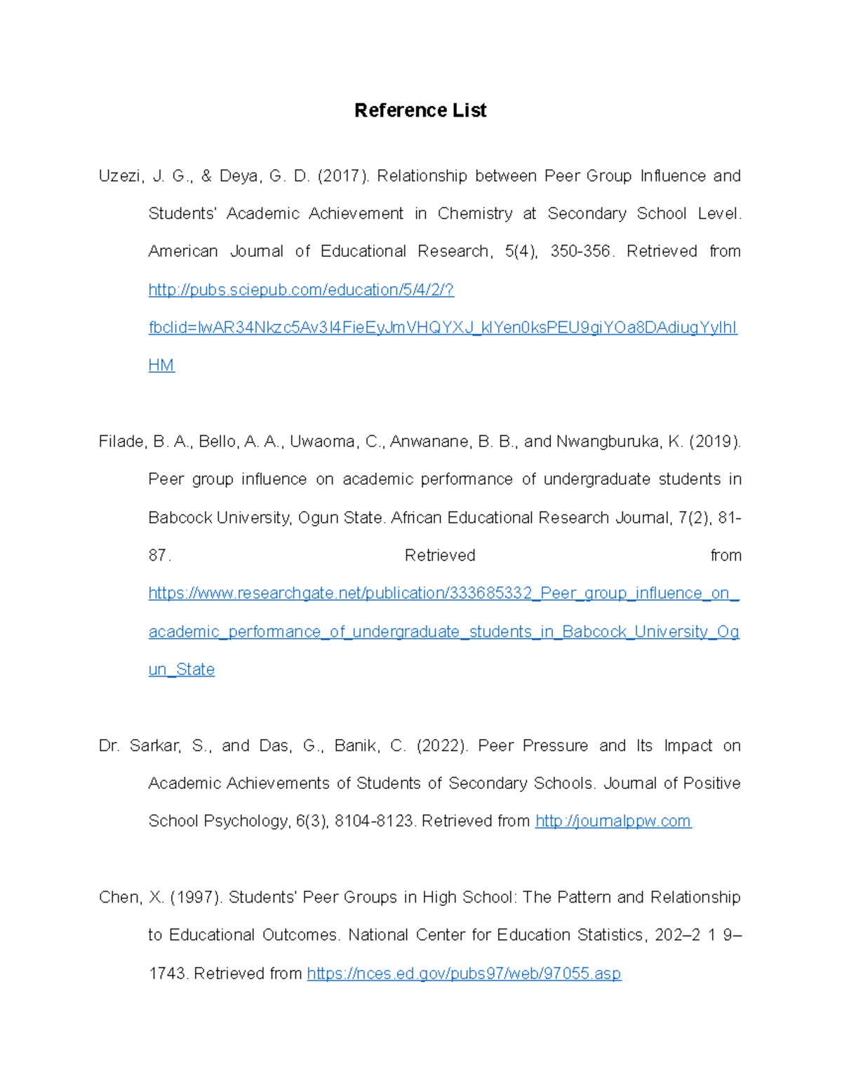 Reference - saa maka access na sa premium. - Reference List Uzezi, J. G ...