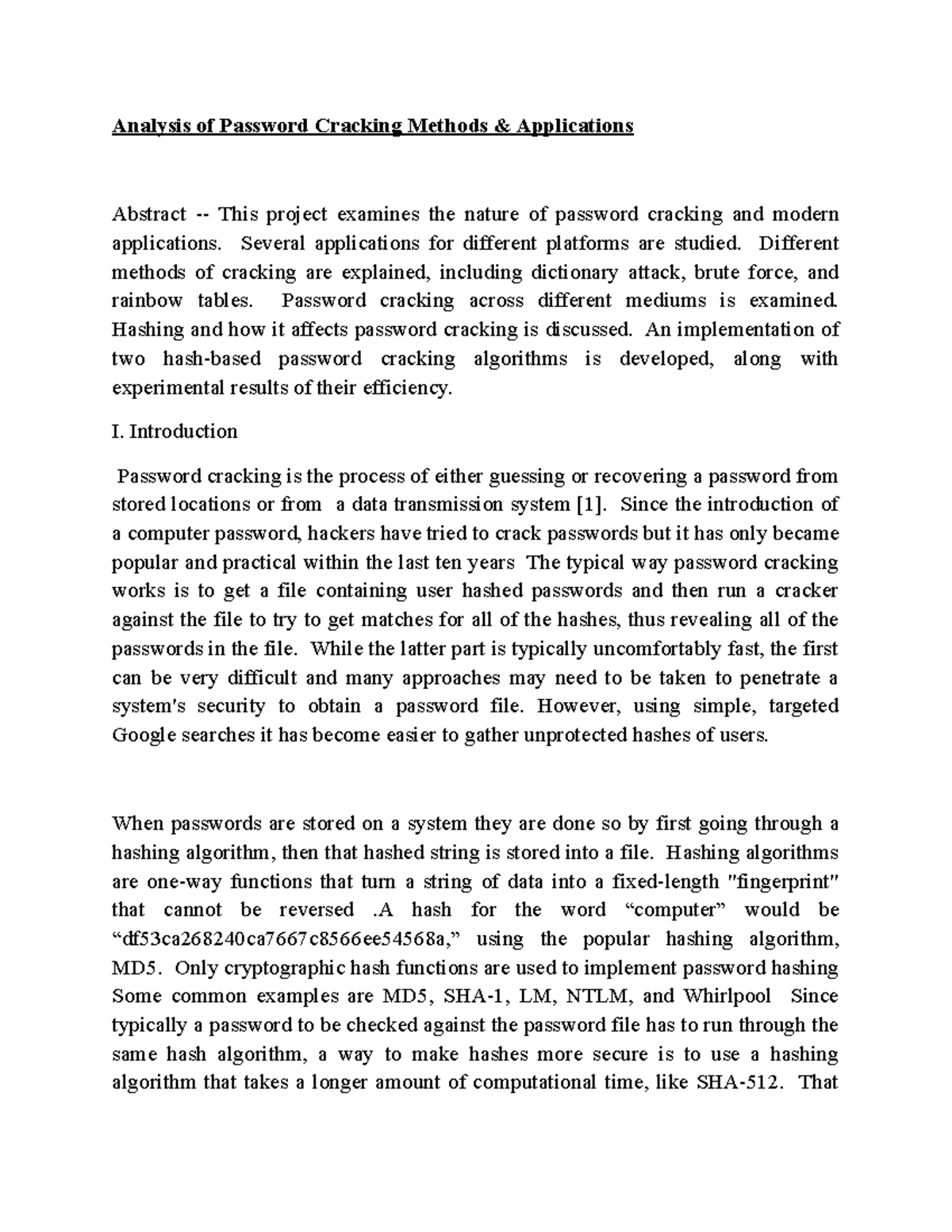 Analysis of Password Cracking Methods - Several applications for ...