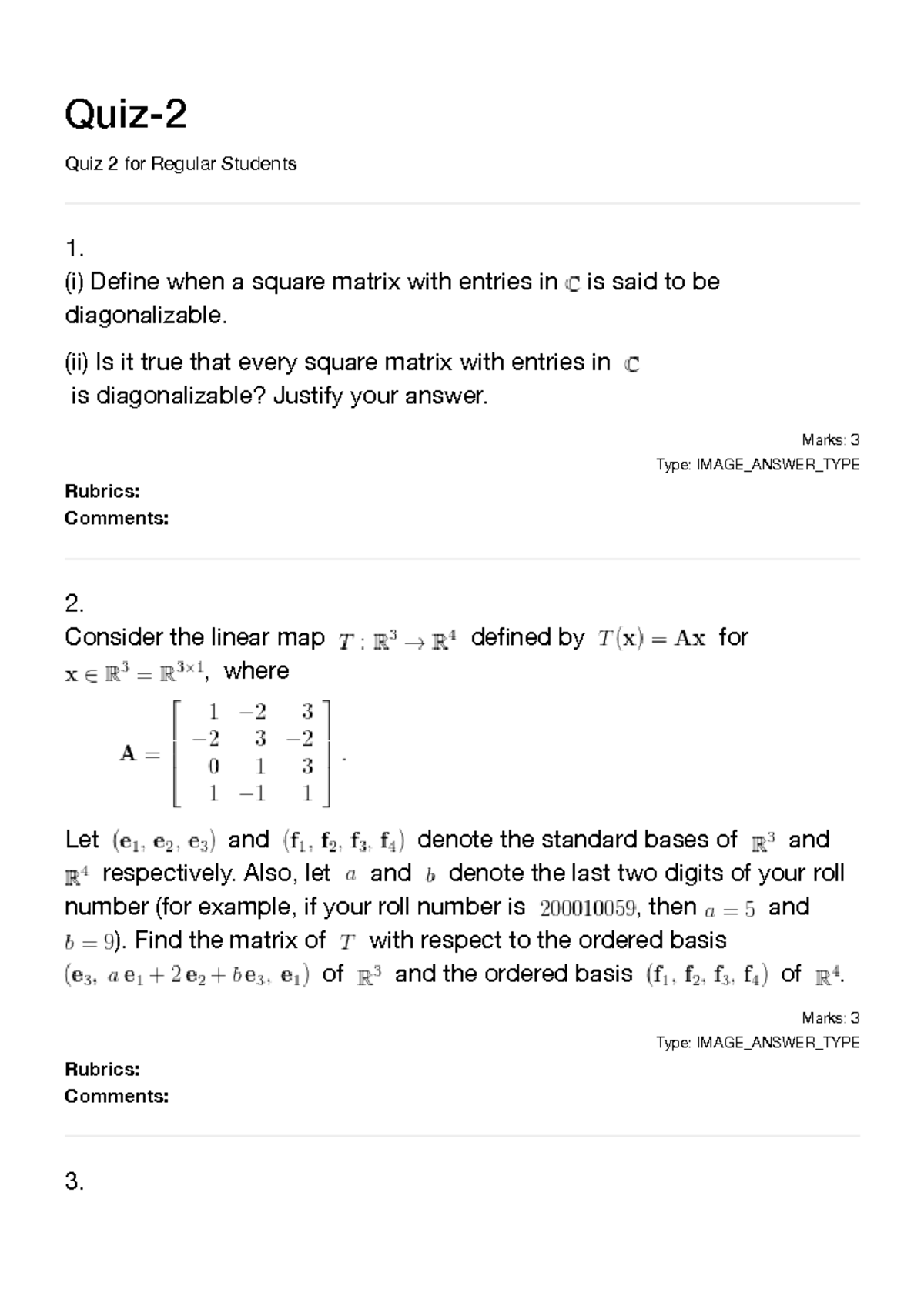 Quiz2 - This is the tutorial notes and question papers - 1. (i) Define ...