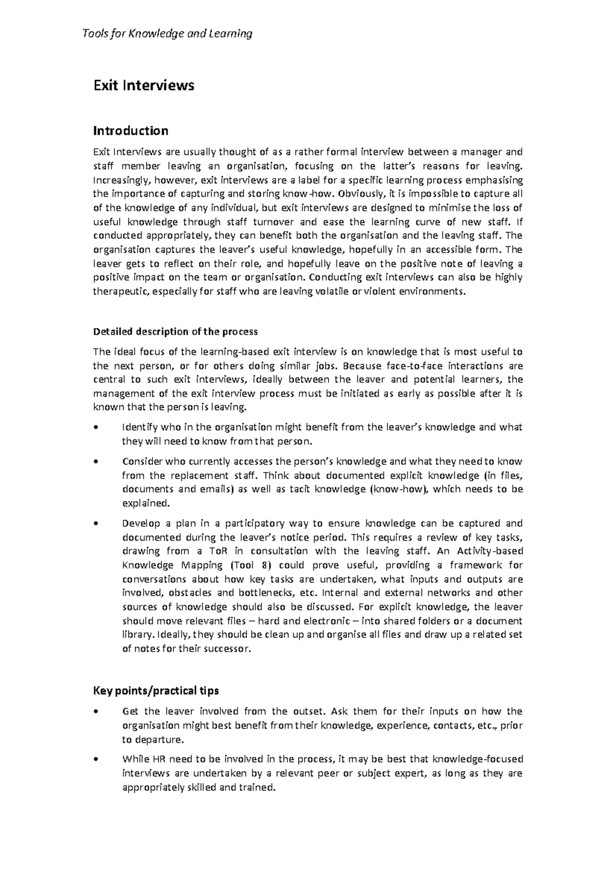 Exittt inter - Exit Interviews Introduction Exit Interviews are usually ...