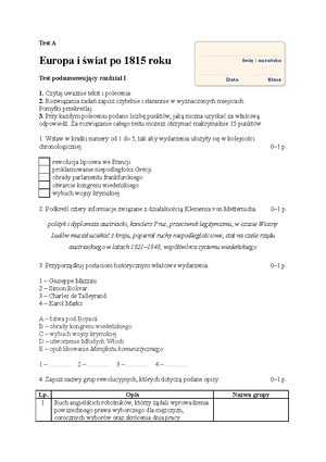 Gimnazjum Swiat W Ii Pol Xix W Historia Sprawdzian www.studocu.com