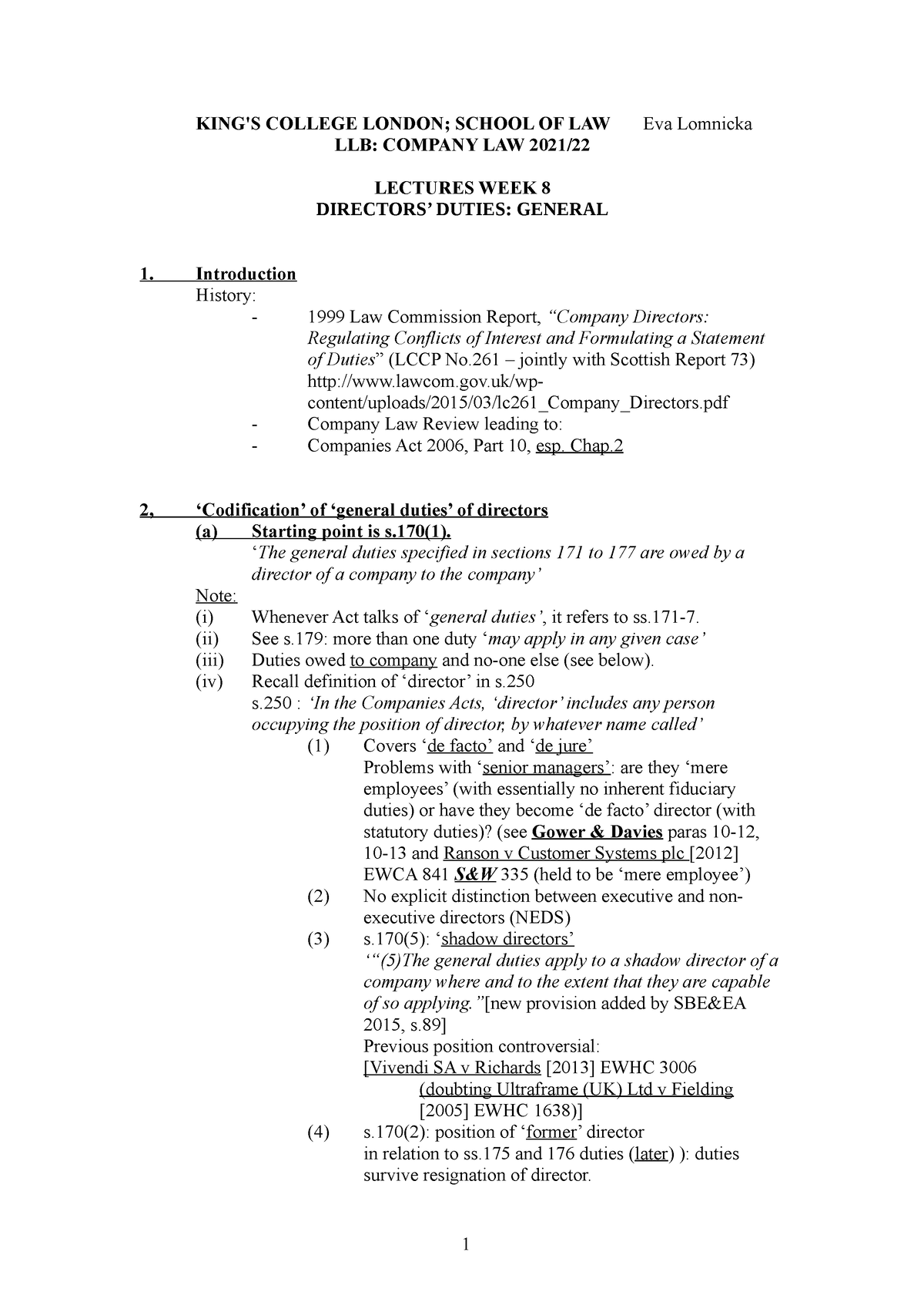 Composite Outline for Co2021.lectures week 8 - KING'S COLLEGE LONDON ...