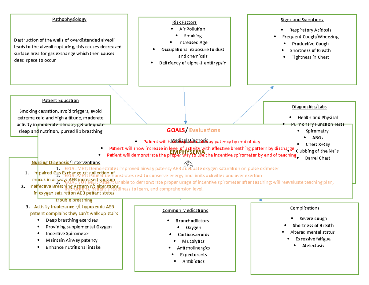 Emphysema Concept Map Risk Factors Air Pollution Smoking Increased