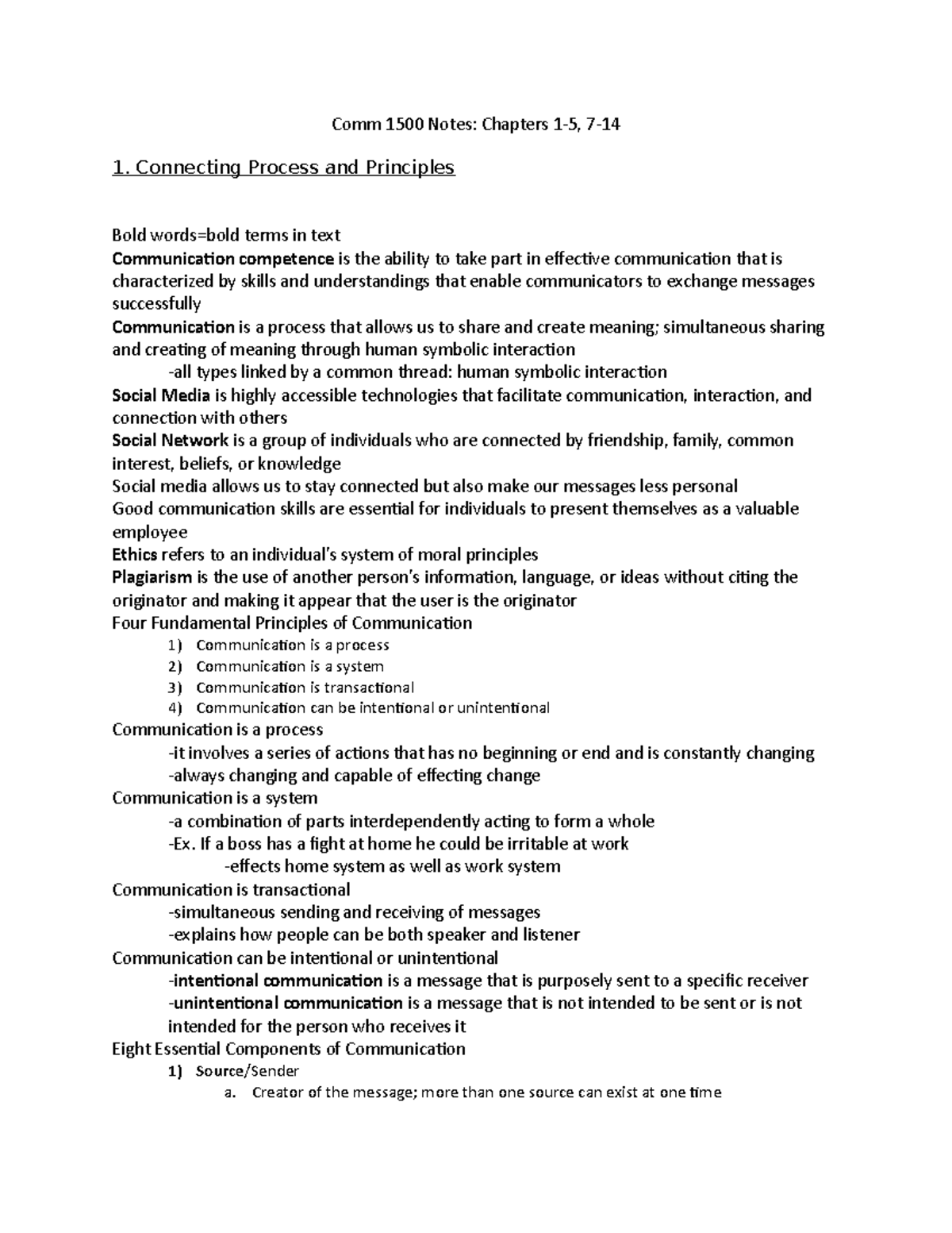 Comm1500Final Study Notes Complete 2021 - Comm 1500 Notes: Chapters 1-5 ...