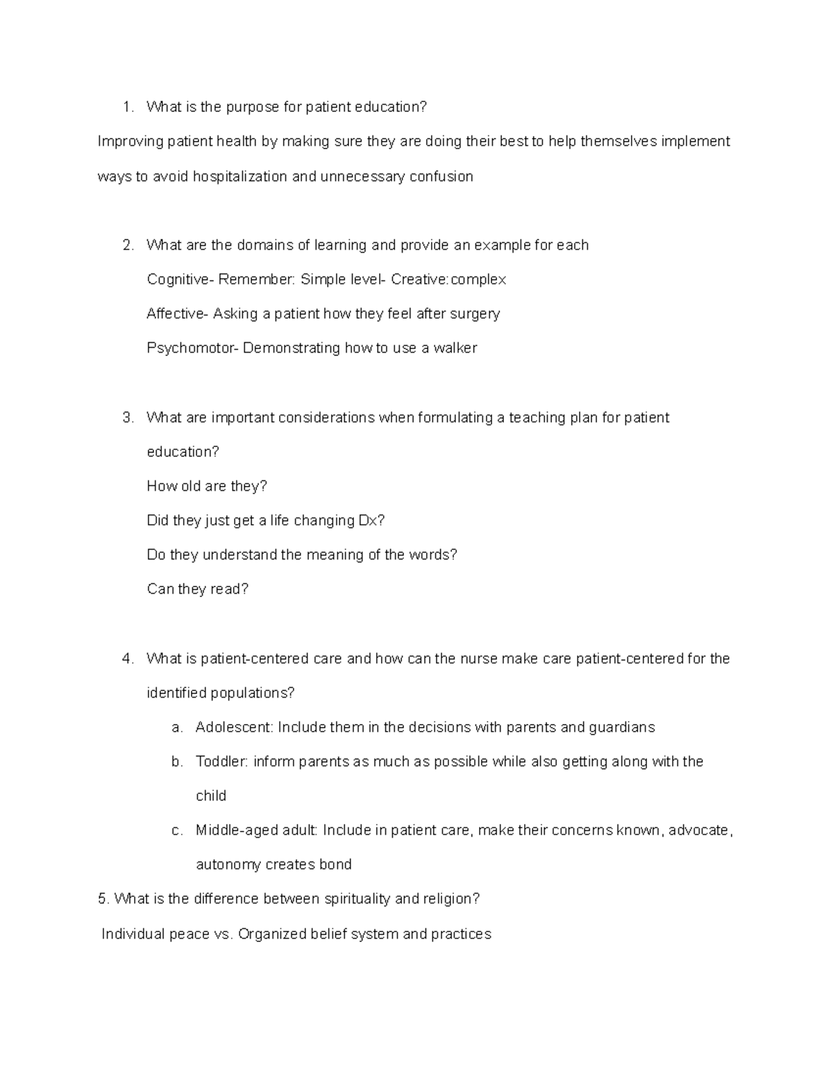 Unit 6- Patient centered care - What is the purpose for patient ...