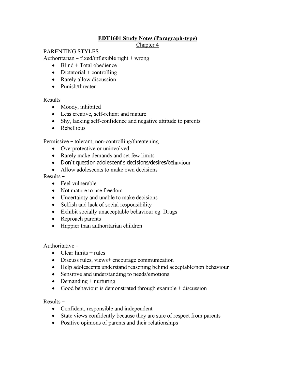 EDT1601 20 Notes - EDT1601 Study Notes (Paragraph-type) Chapter 4 ...