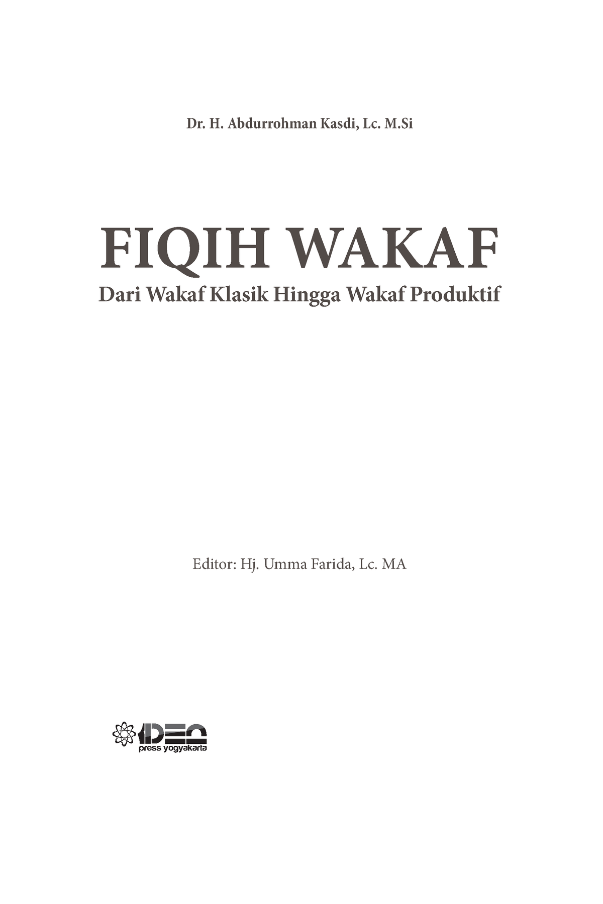 Fiqih Wakaf Cover Pengantar Daftar Isi - FIQIH WAKAF Dari Wakaf Klasik ...