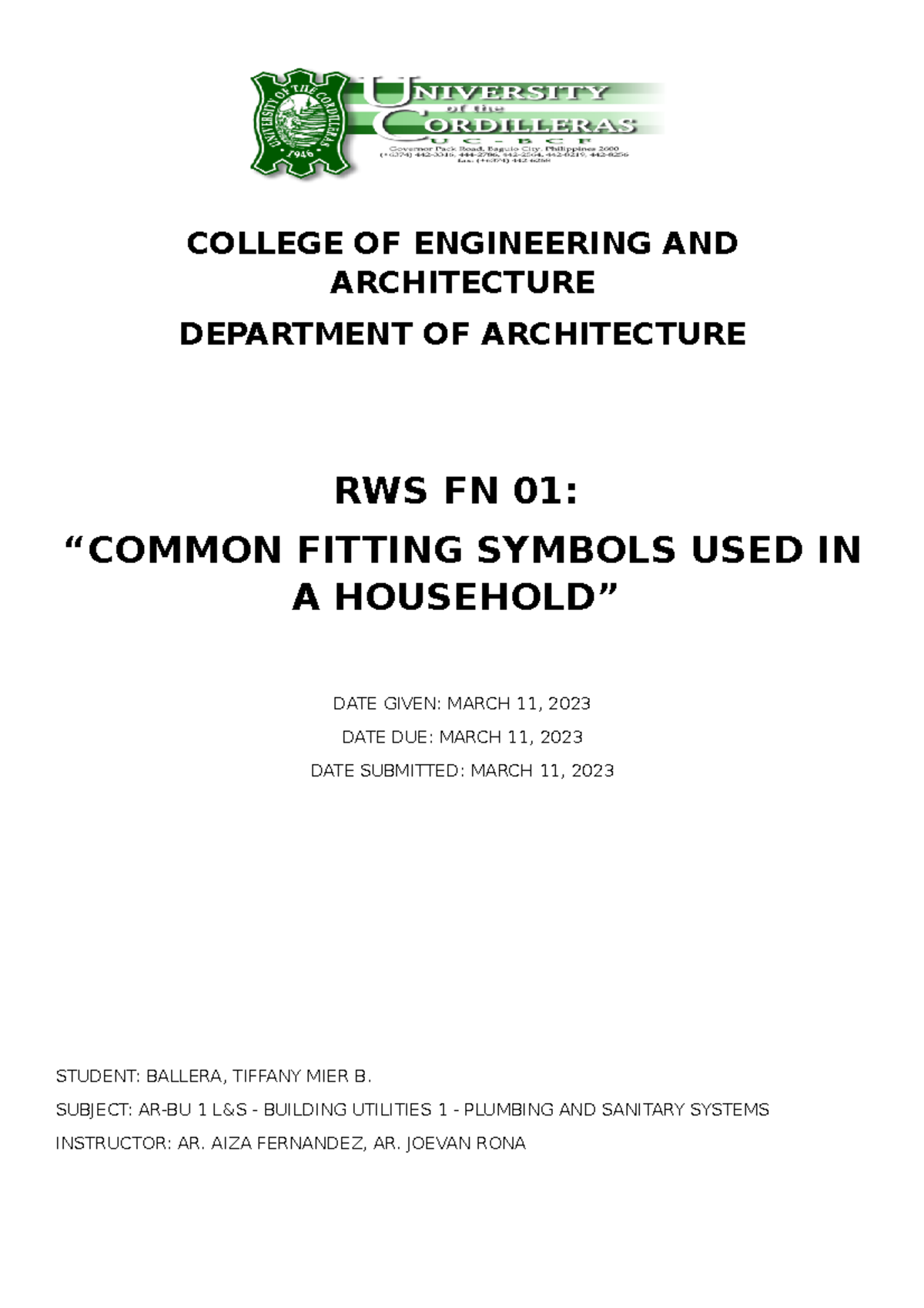 Cover - asdff - ARCHITECTURE DEPARTMENT OF ARCHITECTURE RWS FN 01 ...