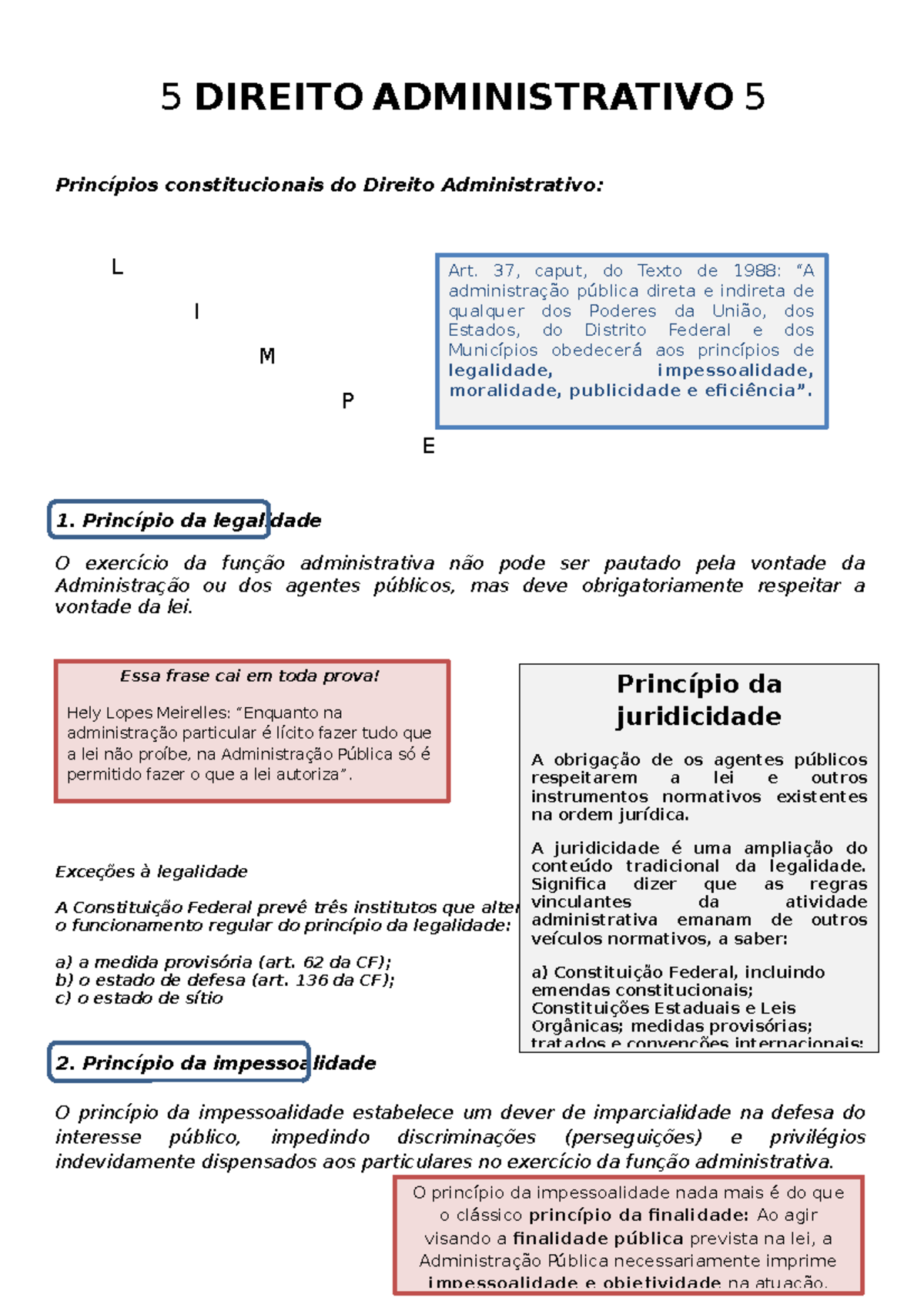 Direito Administrativo - Principios - 5 DIREITO ADMINISTRATIVO 5 ...