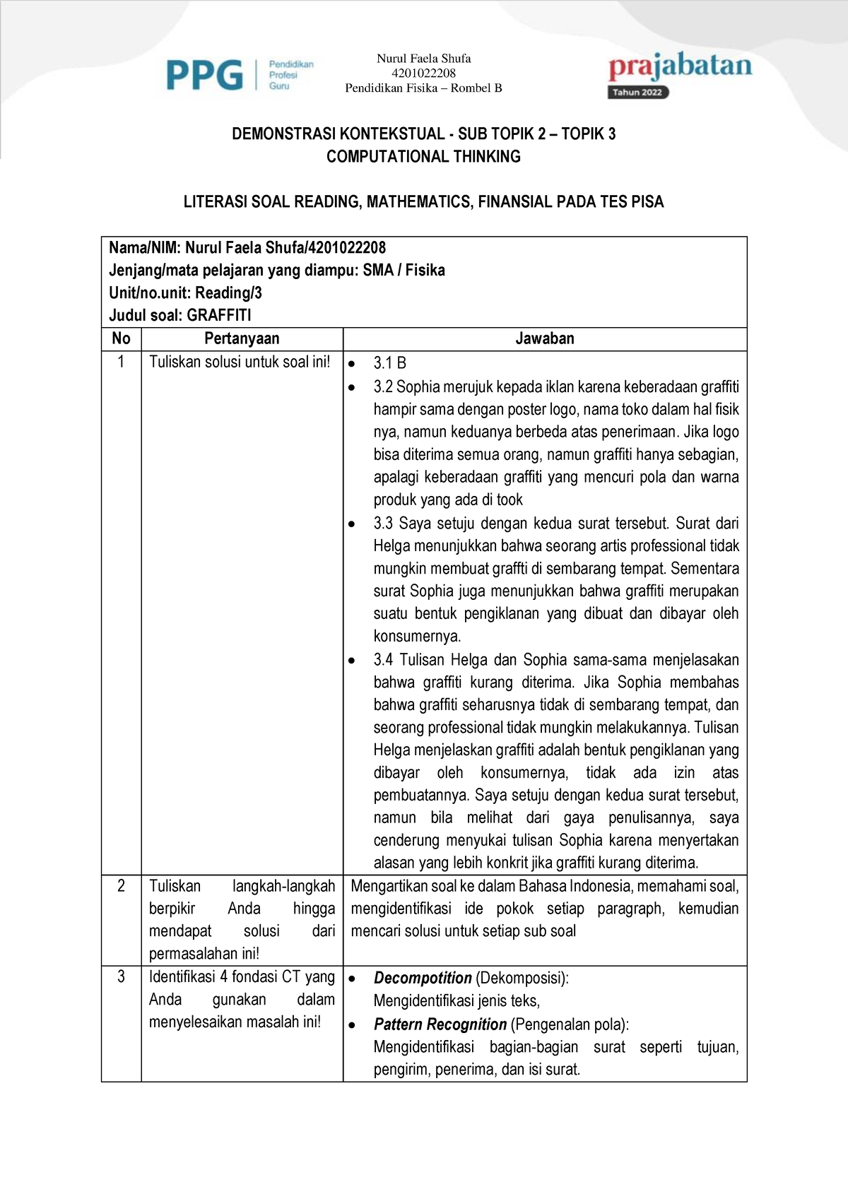 Demonstrasi Kontekstual SUB Topik 2 Topik 3 Nurul Faela Shufa ...