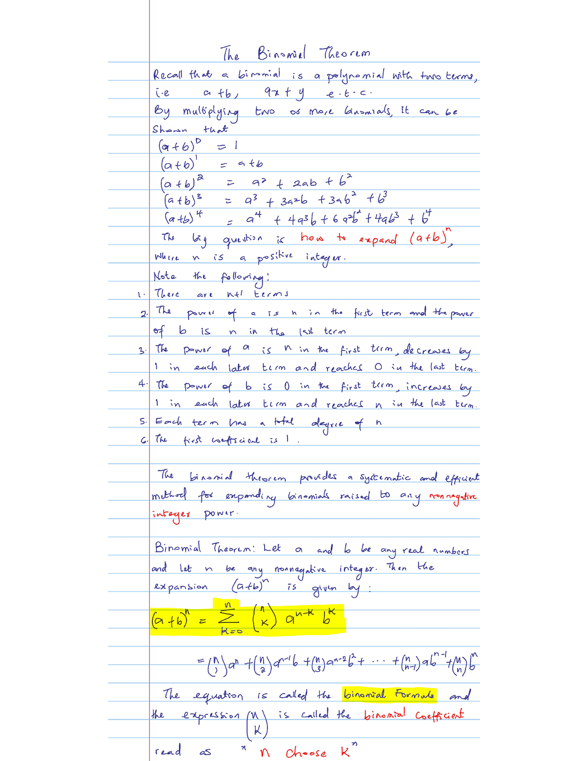 Lecture 42 (A) Binomial Theorem - MATH150 - Studocu