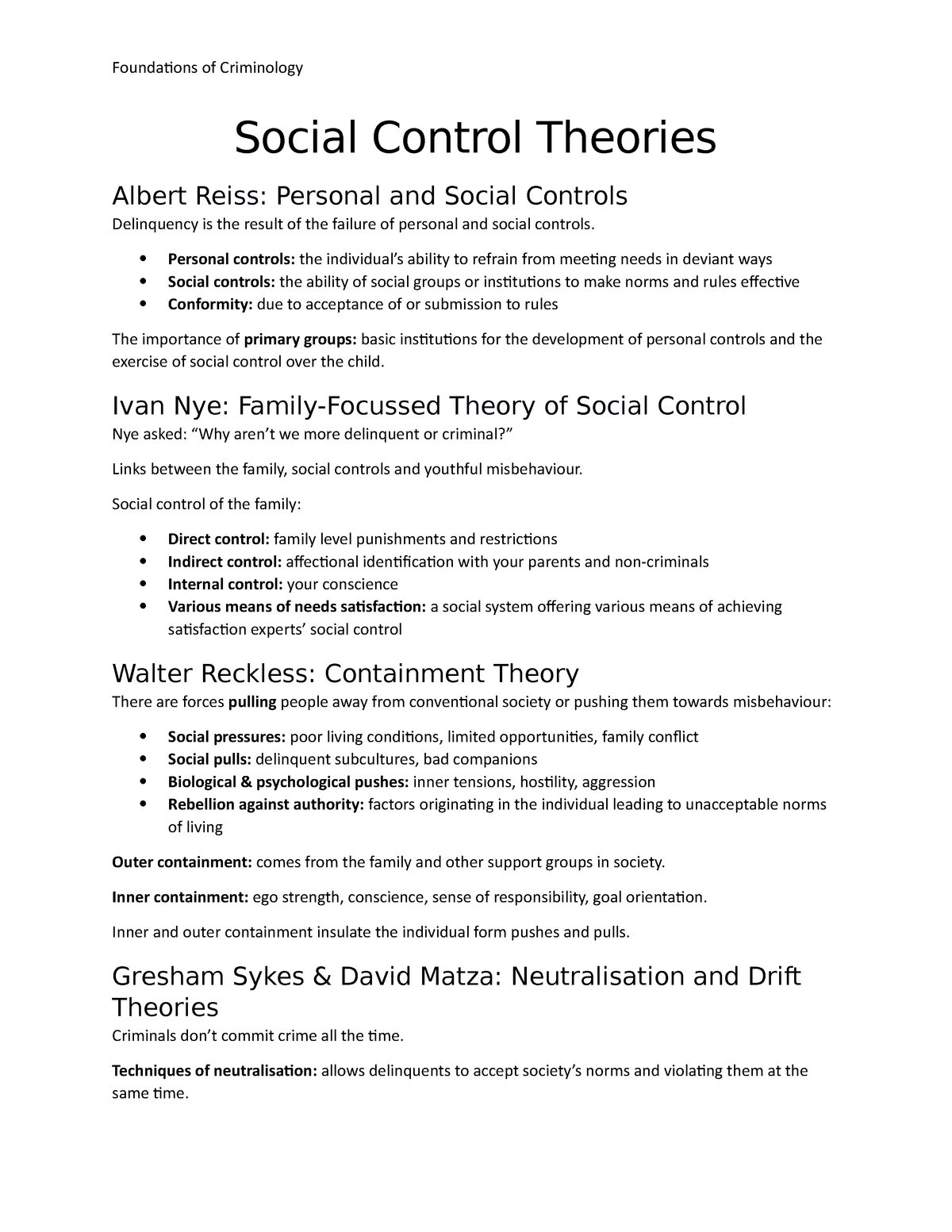 social control theory essay