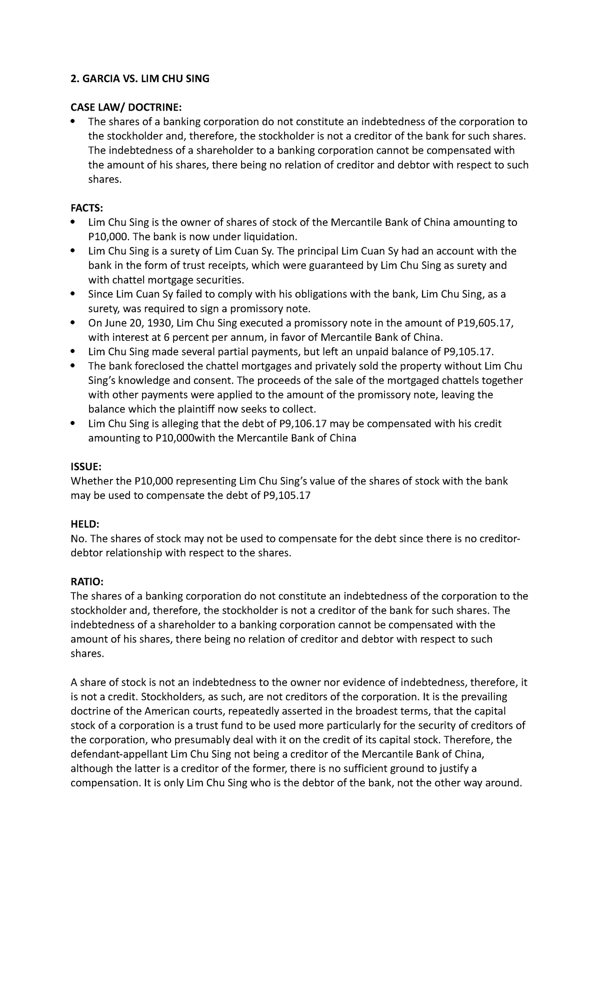 2. Garcia VS. LIM CHU SING - 2. GARCIA VS. LIM CHU SING CASE LAW ...