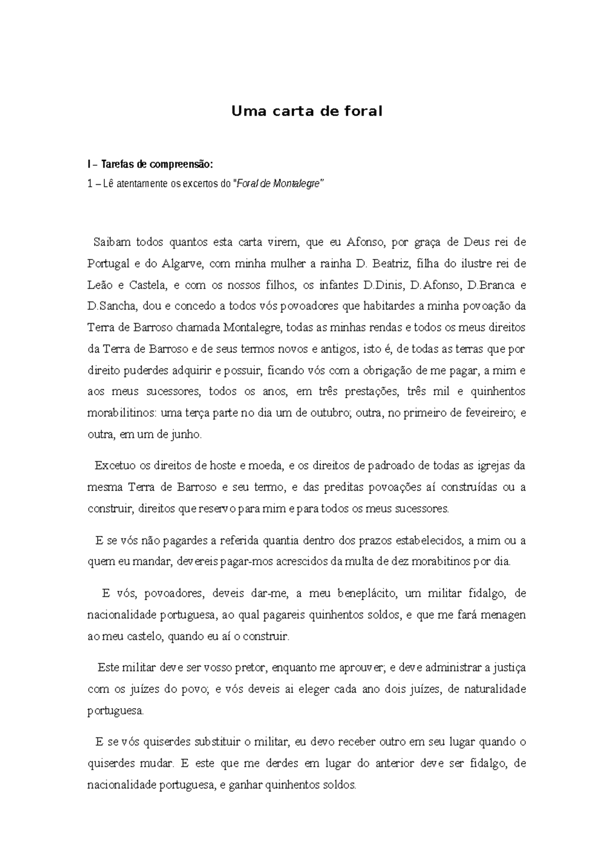 Tradução da primeira carta de foral de Montalegre - Uma carta de foral ...