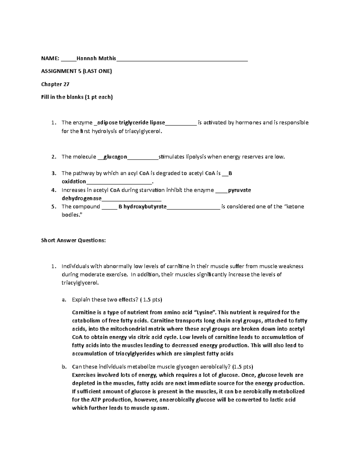 Assignment 5 - biochemistry - NAME: Hannah Mathis ...
