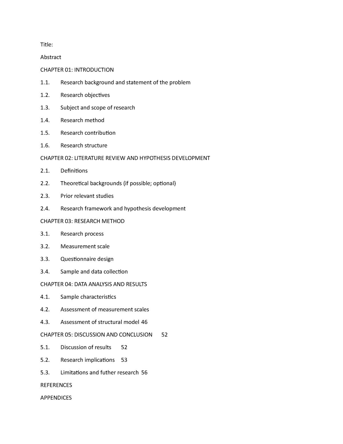 chapter 1 of a research project sample